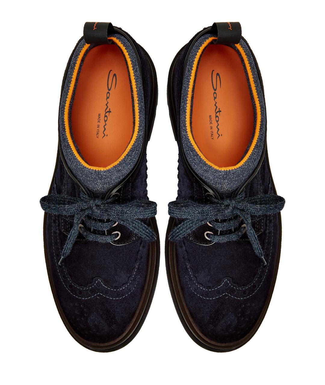 SANTONI Черные замшевые низкие ботинки, фото 6