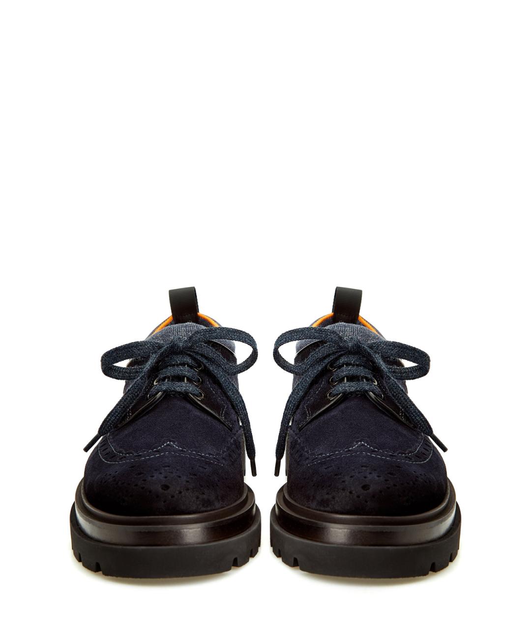 SANTONI Черные замшевые низкие ботинки, фото 5