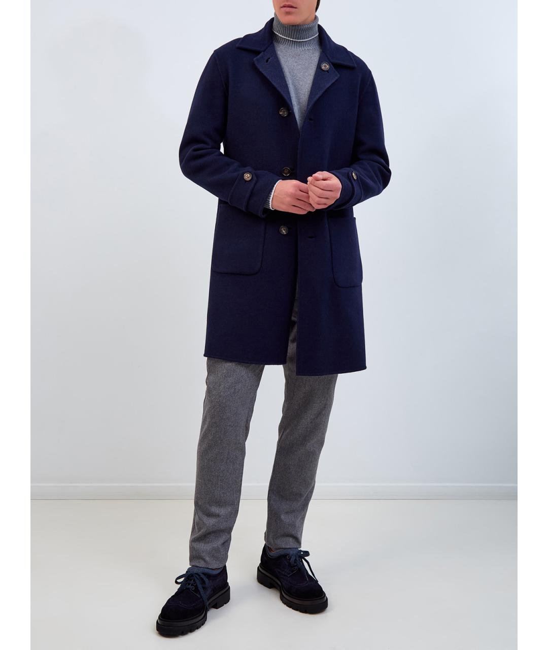 ELEVENTY Синее кашемировое пальто, фото 3