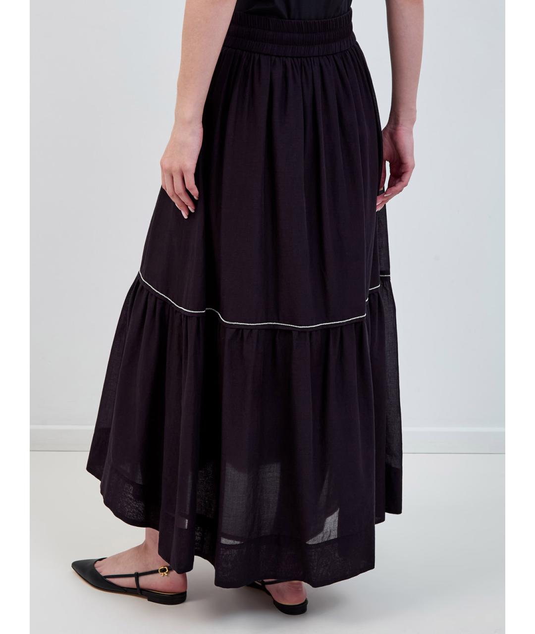 PESERICO Черная хлопковая юбка макси, фото 4