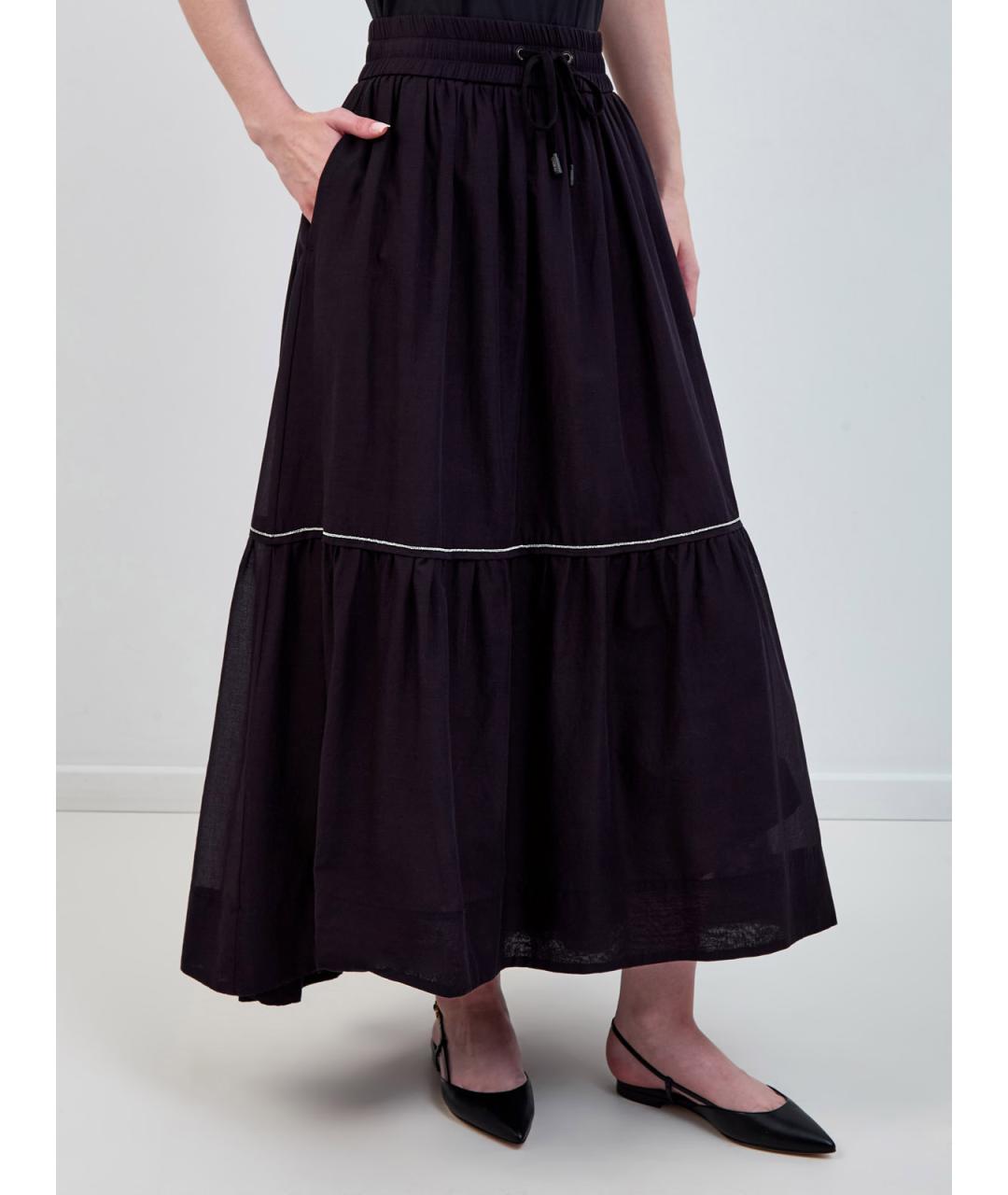 PESERICO Черная хлопковая юбка макси, фото 3