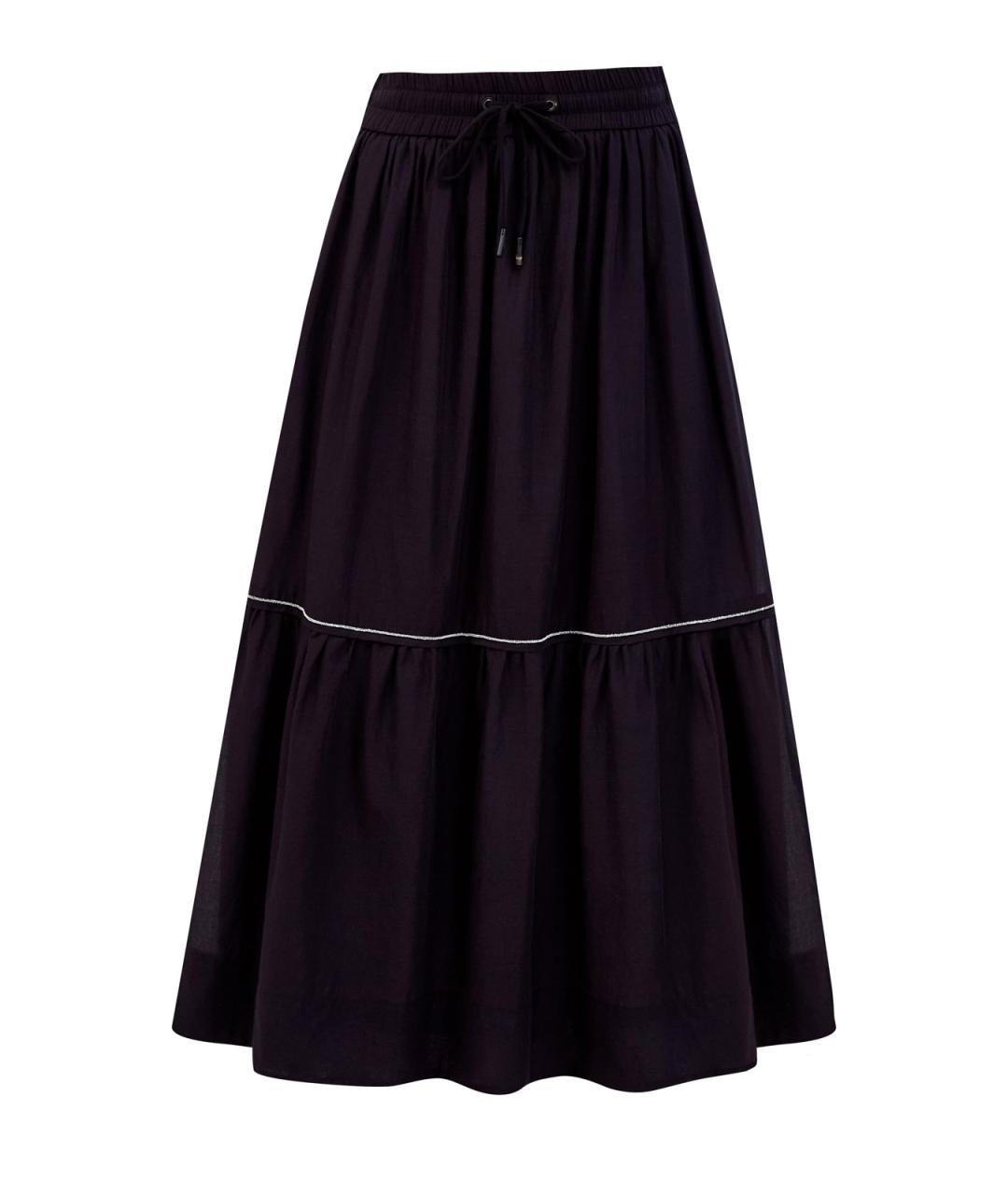 PESERICO Черная хлопковая юбка макси, фото 1