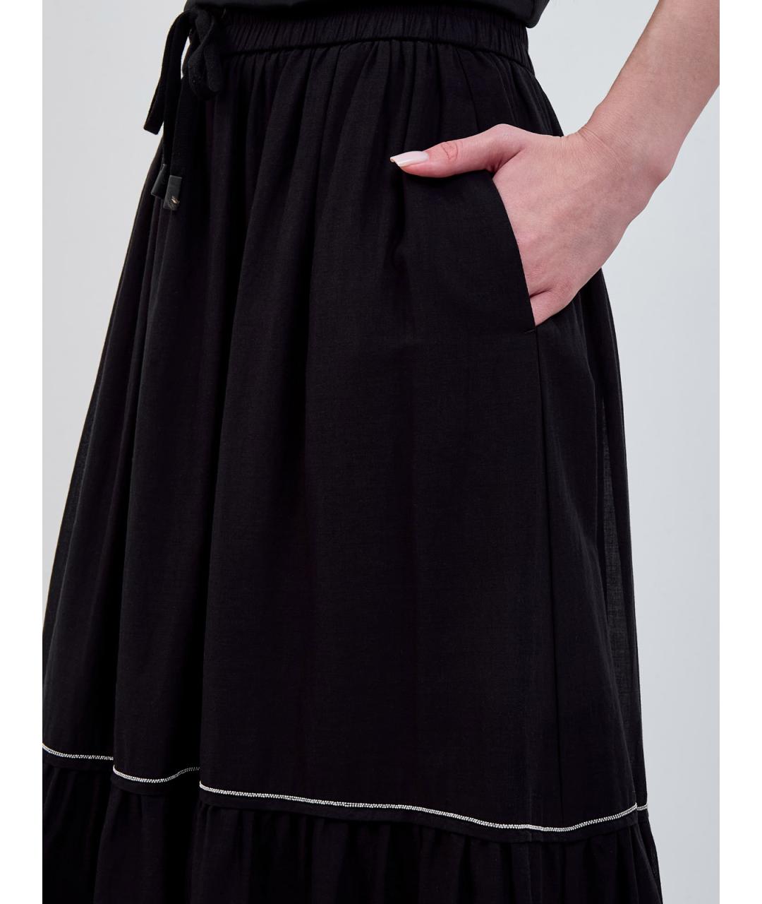 PESERICO Черная хлопковая юбка макси, фото 5