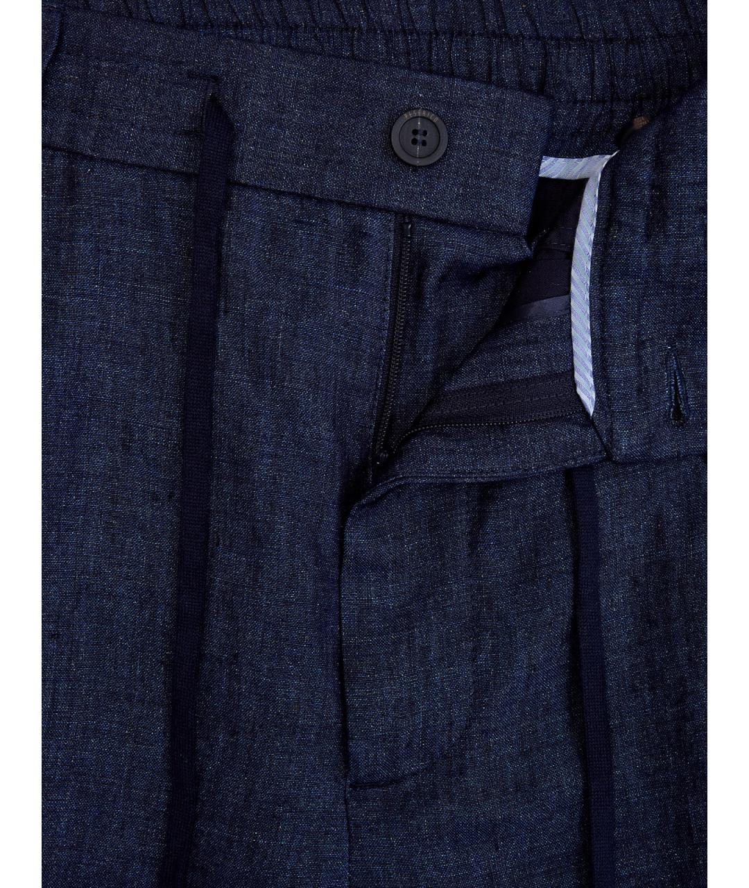 PESERICO Синие льняные повседневные брюки, фото 6