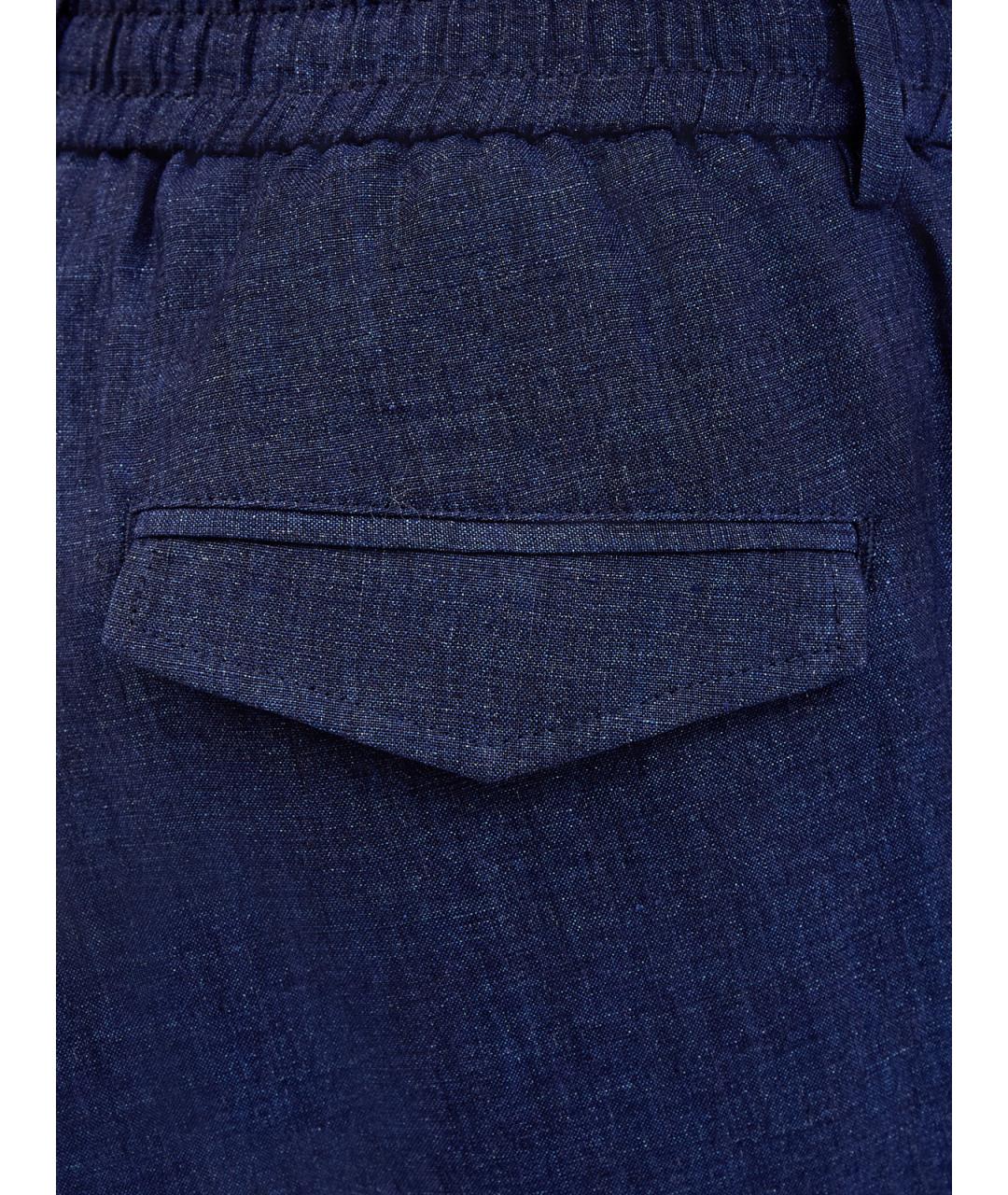 PESERICO Синие льняные повседневные брюки, фото 5