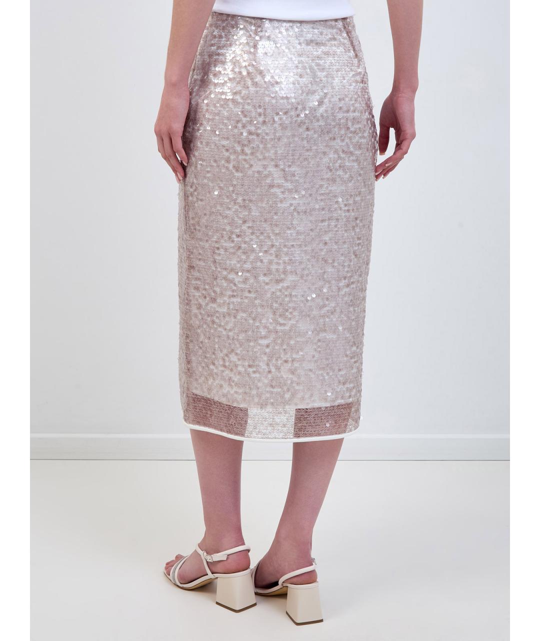 PESERICO Розовая полиэстеровая юбка миди, фото 4