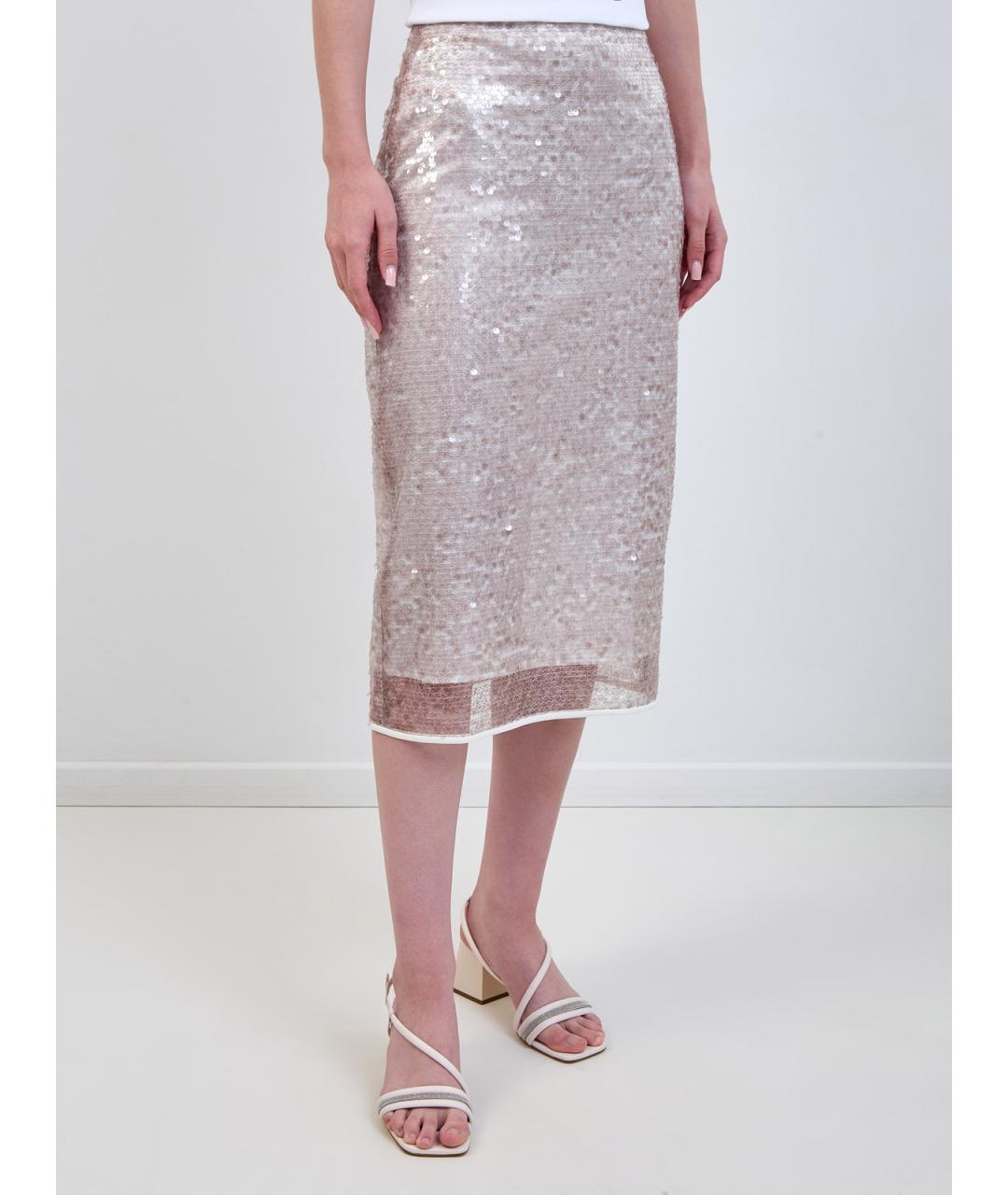 PESERICO Розовая полиэстеровая юбка миди, фото 3