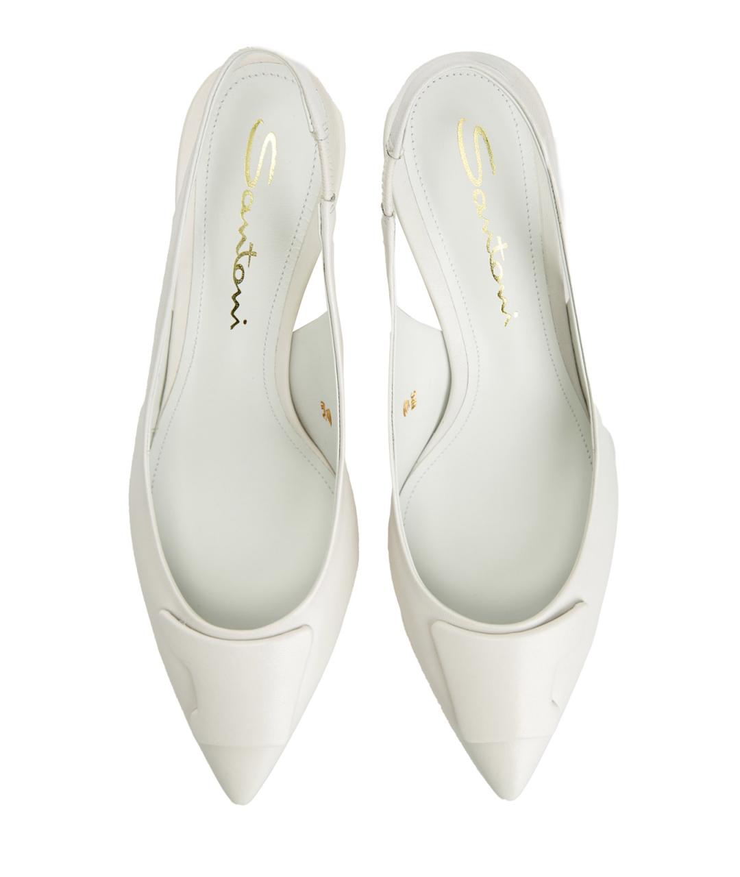 SANTONI Белые кожаные туфли, фото 6