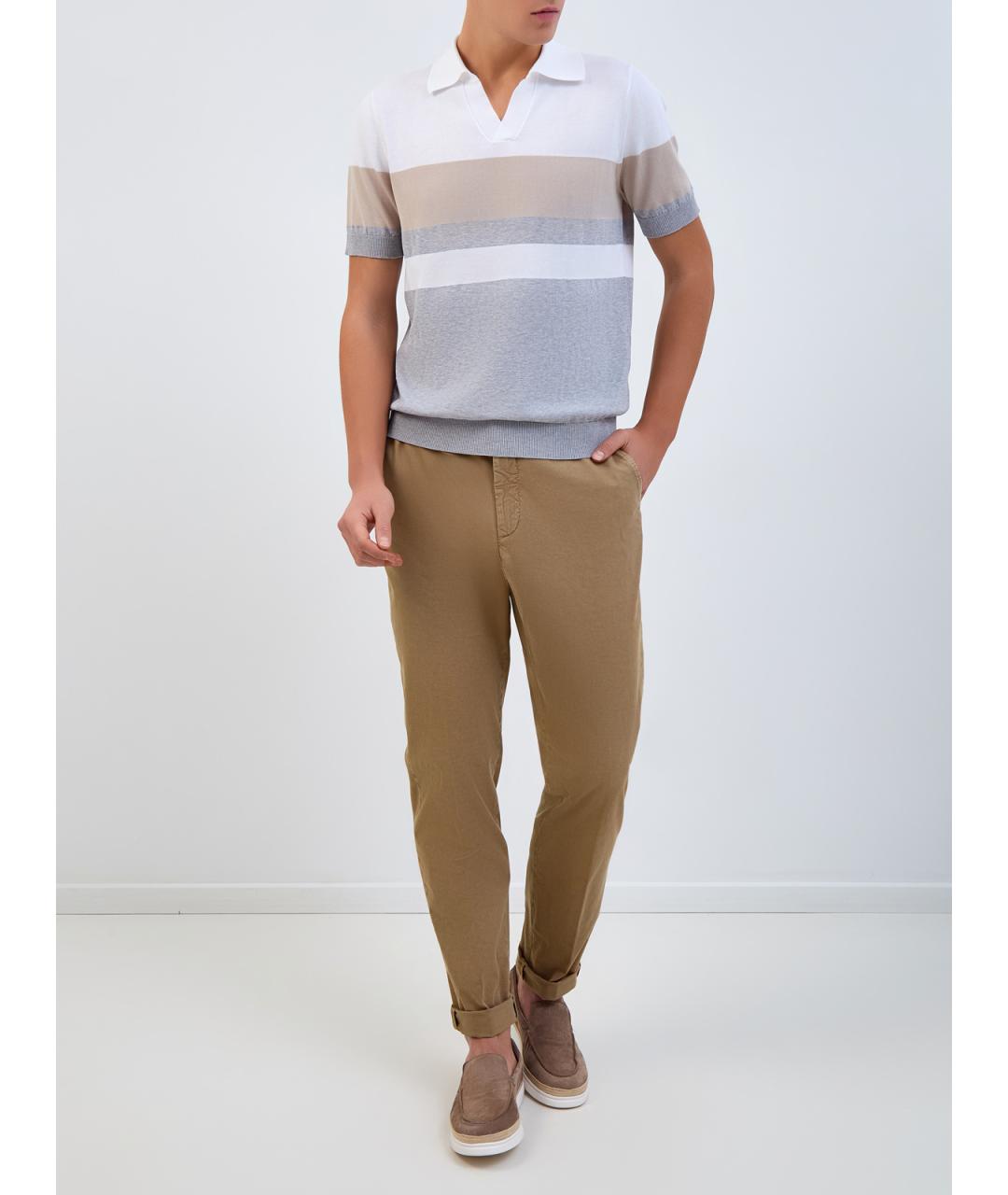 PESERICO Коричневые хлопковые повседневные брюки, фото 2