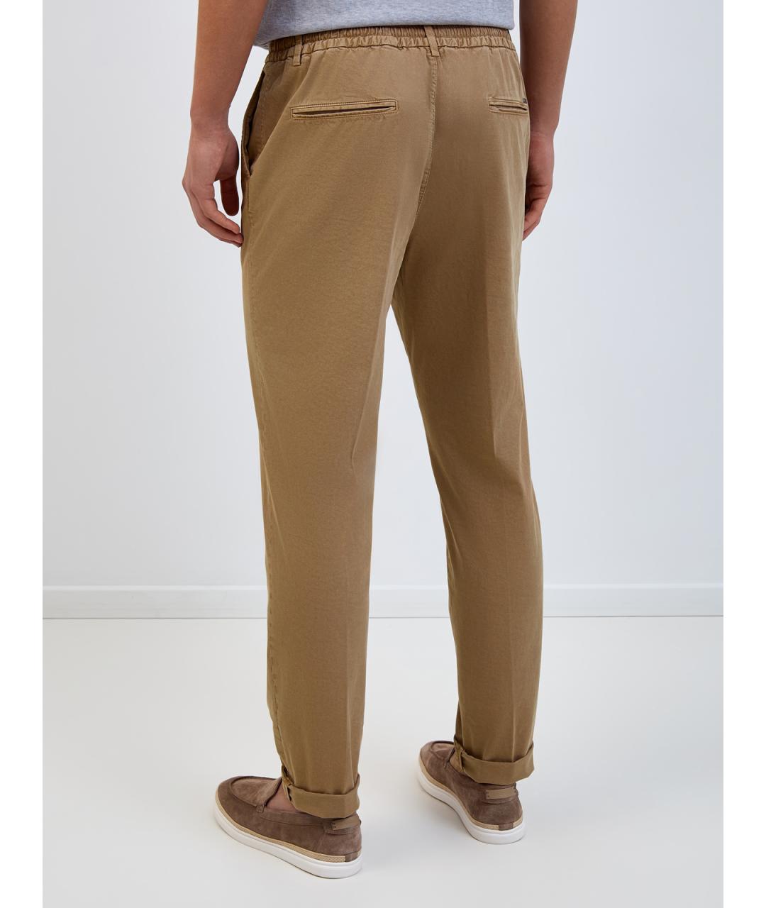 PESERICO Коричневые хлопковые повседневные брюки, фото 4