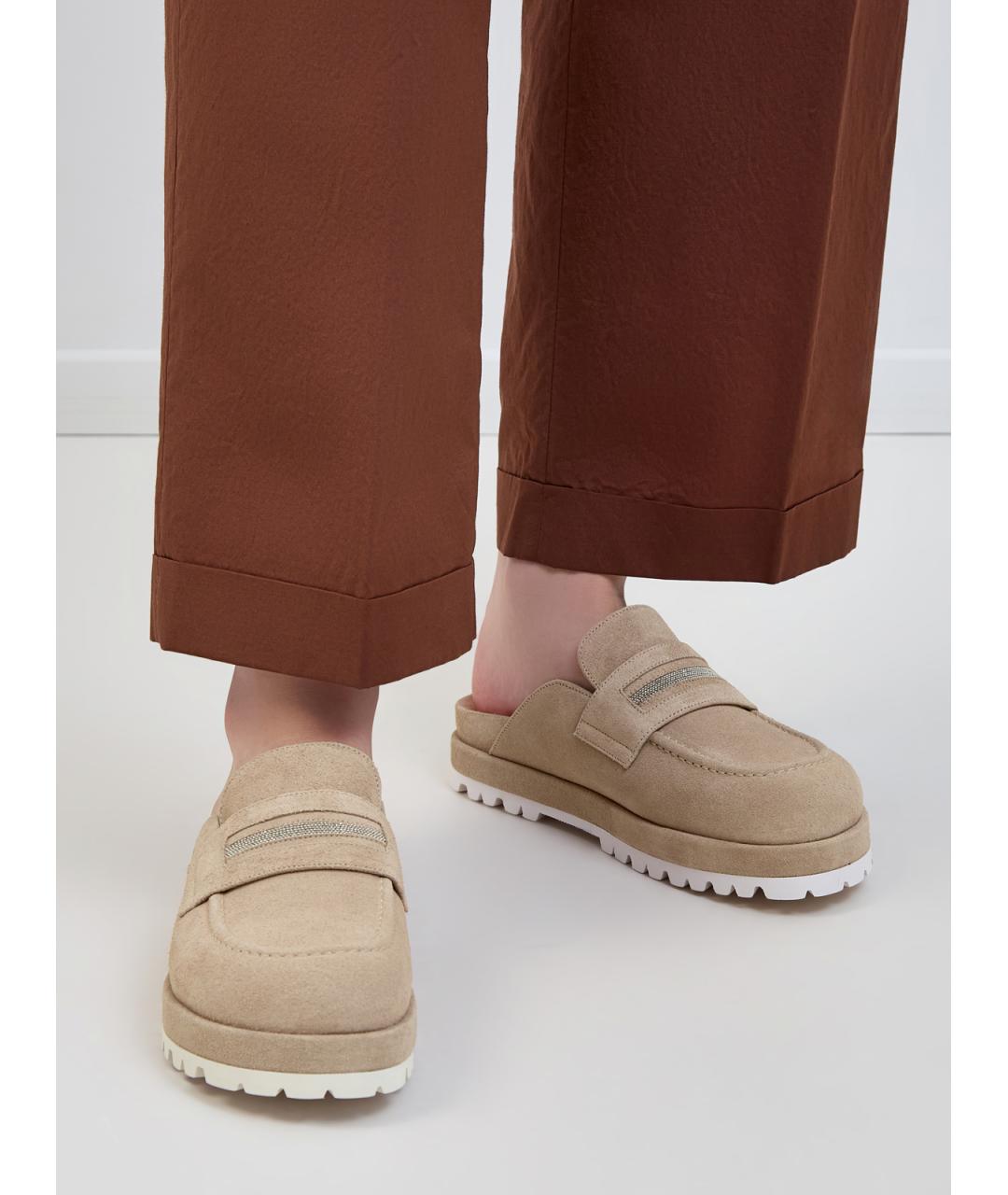 PESERICO Бежевые замшевые сабо, фото 2