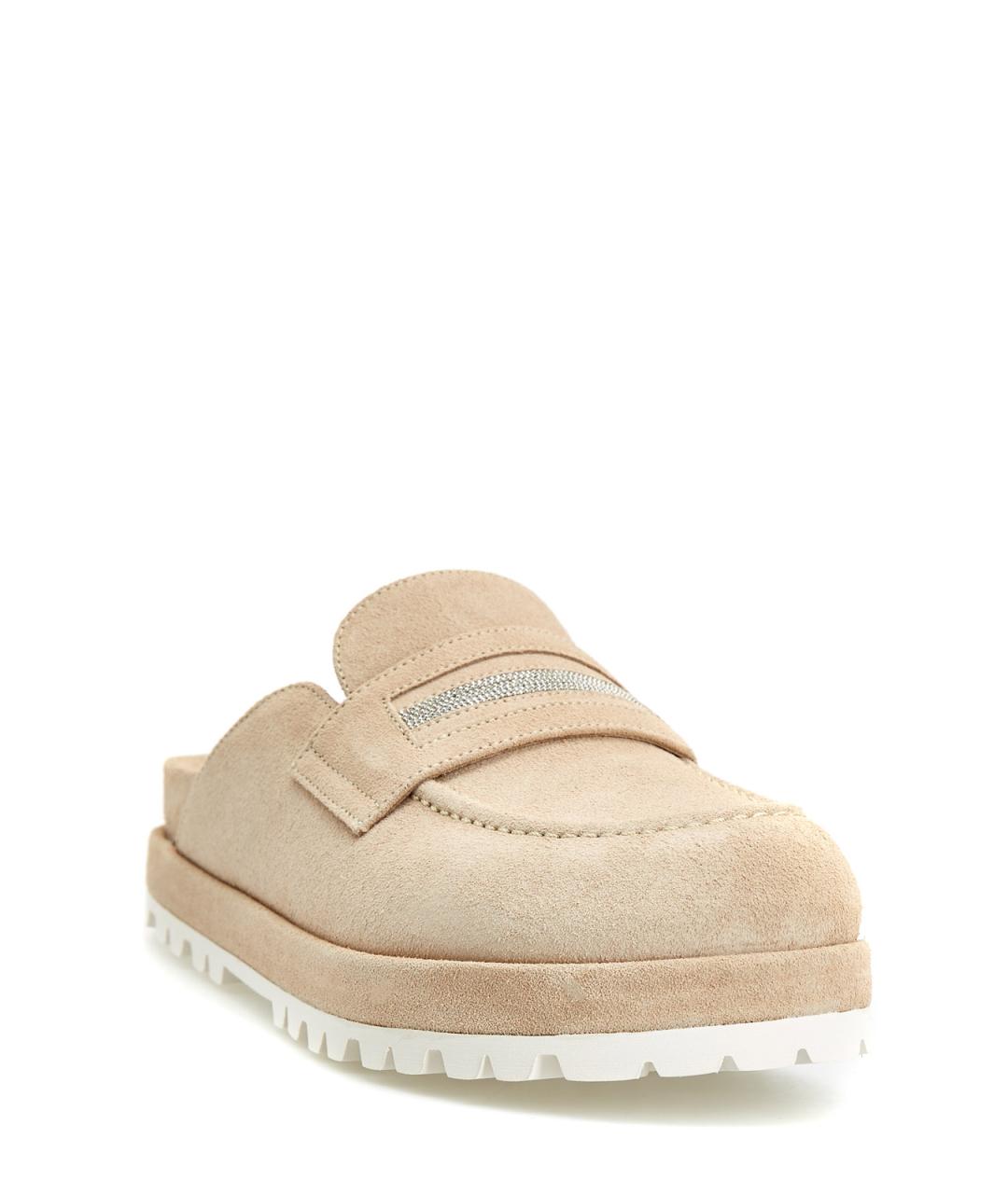 PESERICO Бежевые замшевые сабо, фото 3