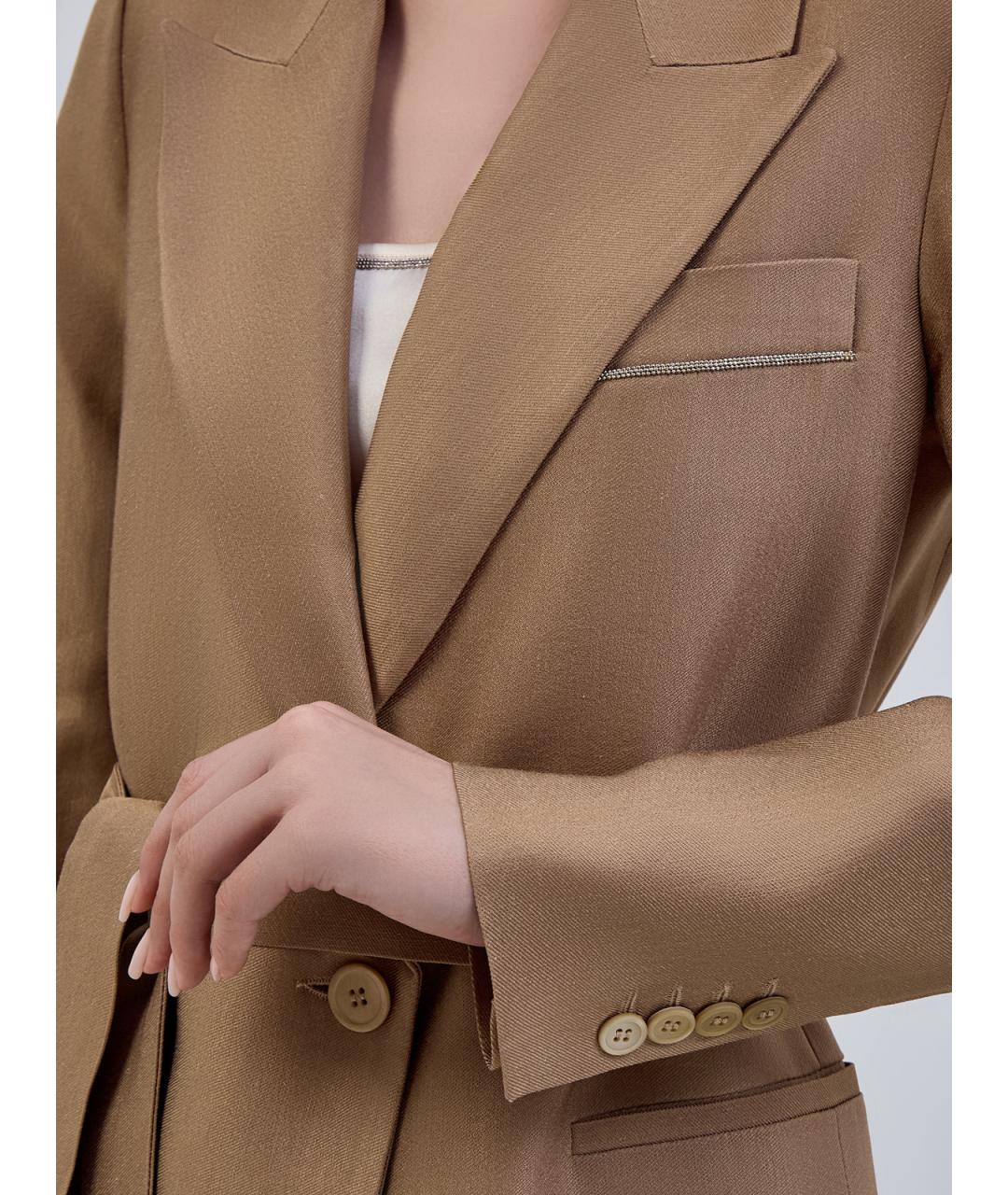 PESERICO Коричневый вискозный жакет/пиджак, фото 5