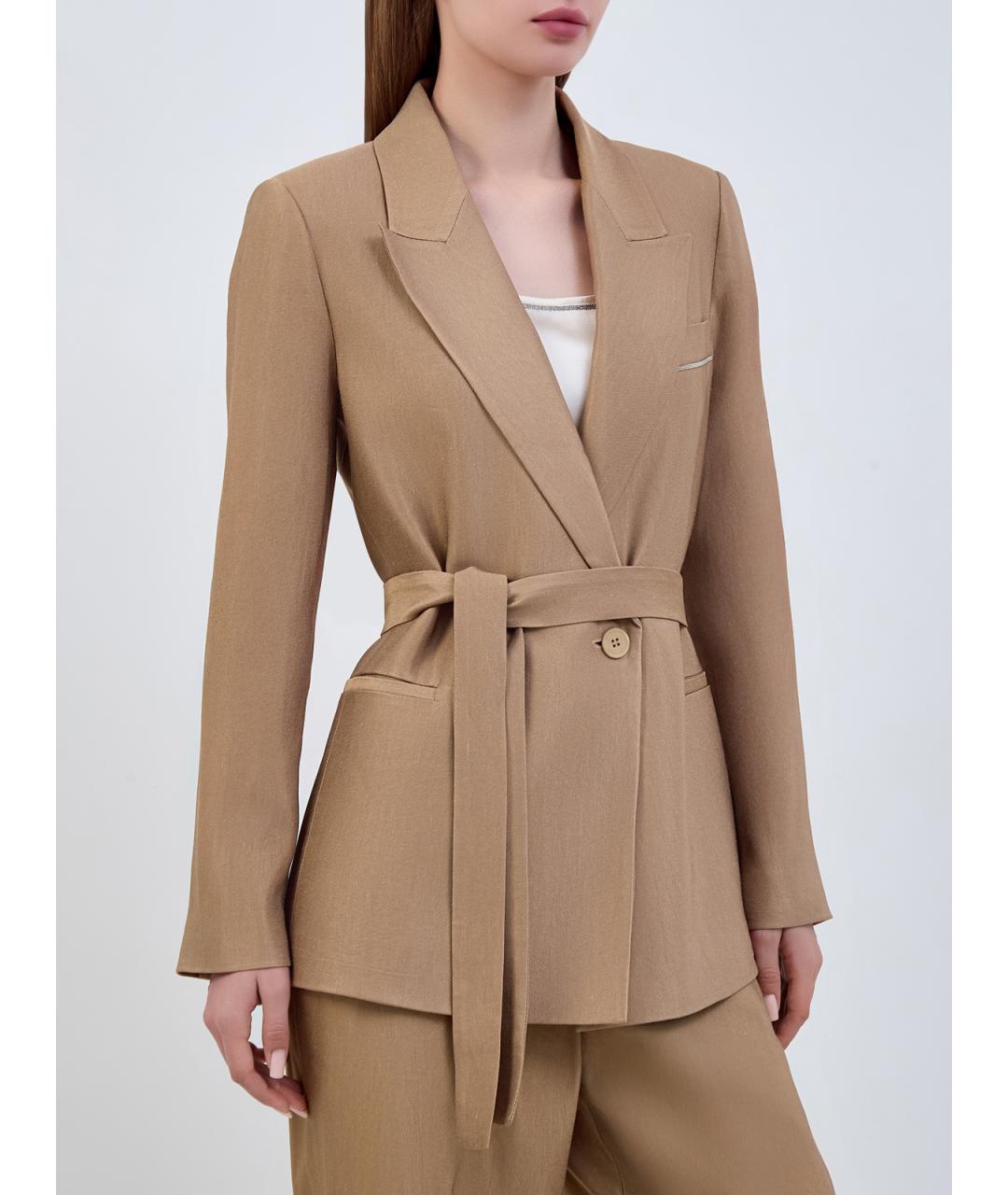 PESERICO Коричневый вискозный жакет/пиджак, фото 3