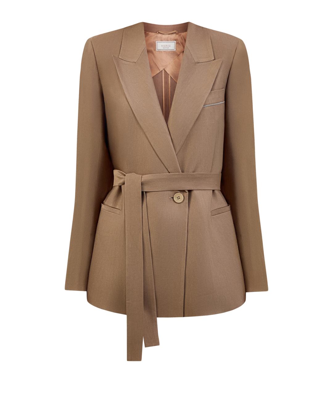 PESERICO Коричневый вискозный жакет/пиджак, фото 1