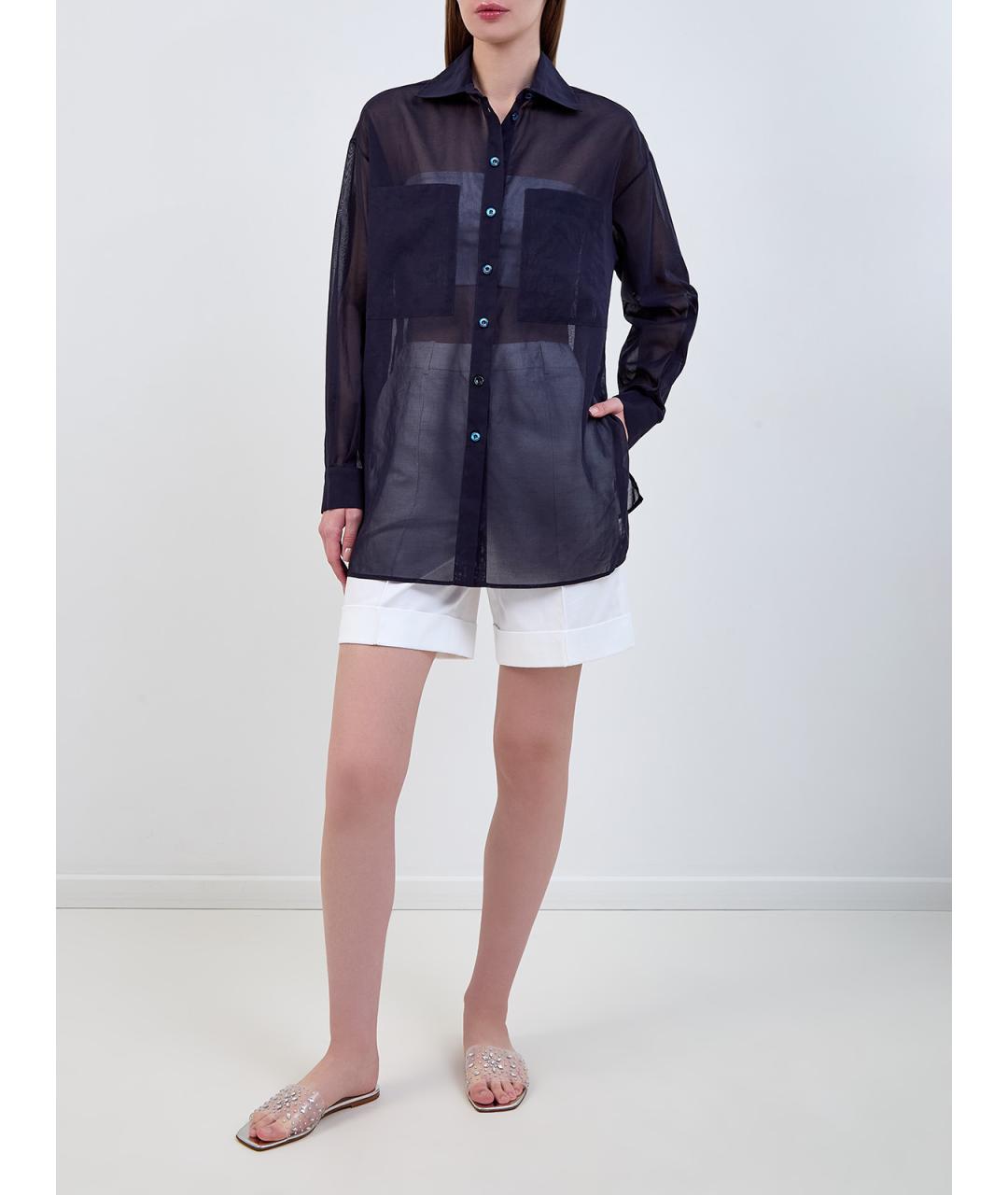 ELEVENTY Темно-синяя хлопковая рубашка, фото 2