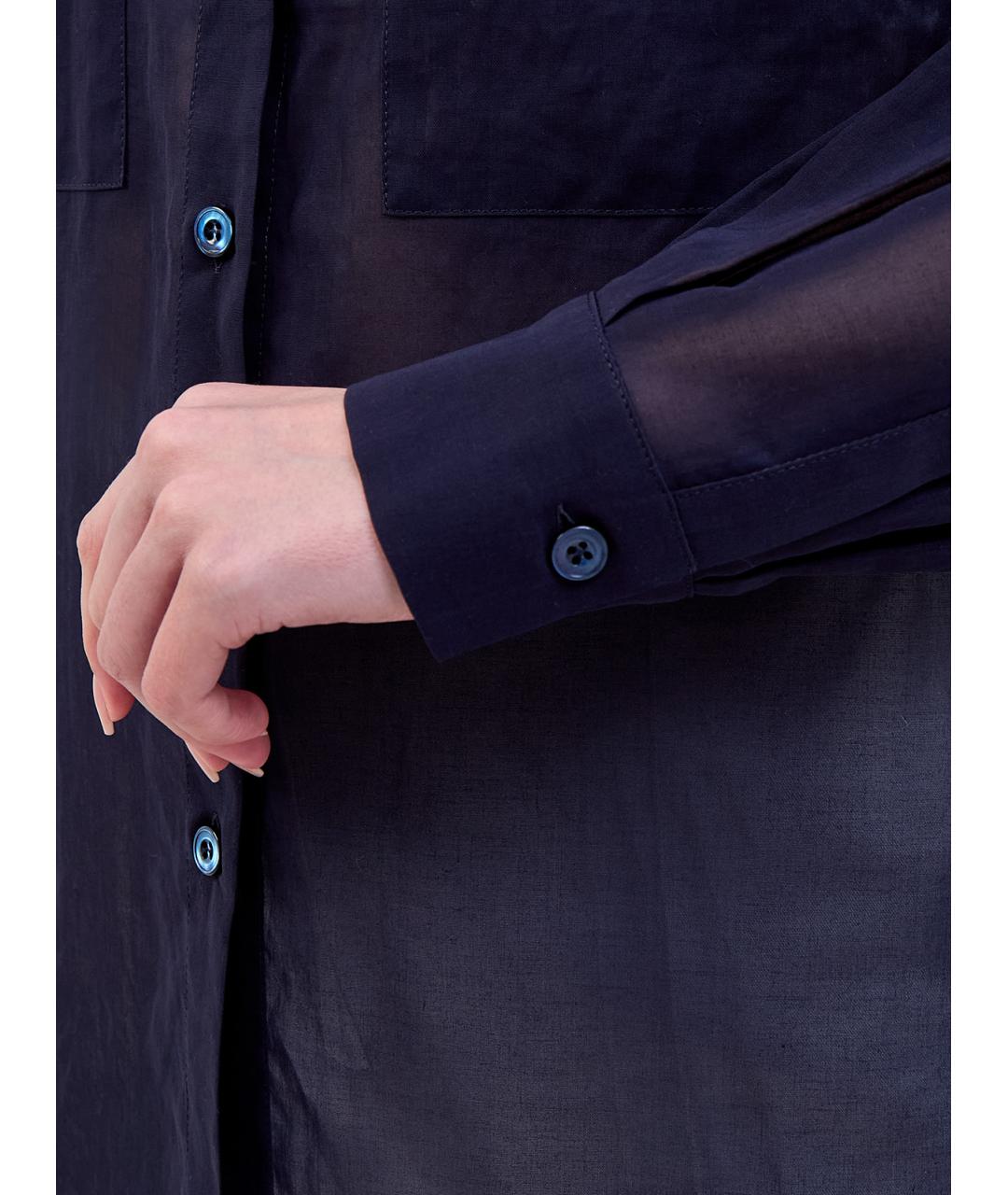 ELEVENTY Темно-синяя хлопковая рубашка, фото 5