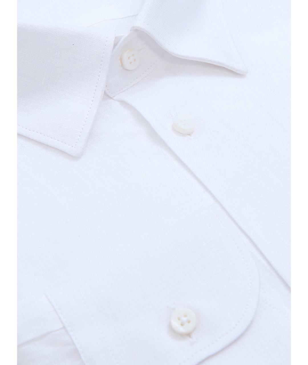 PESERICO Белая льняная классическая рубашка, фото 6