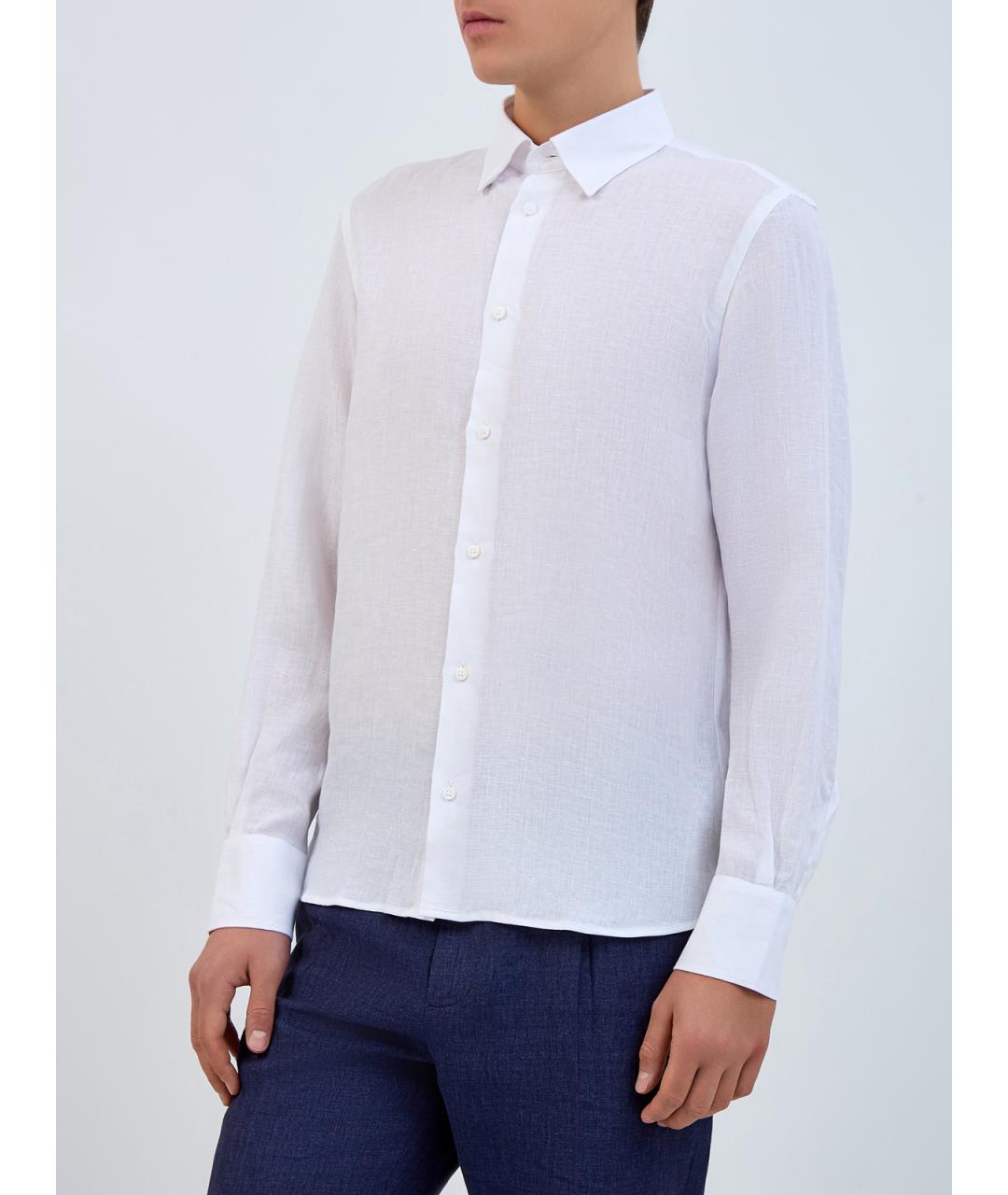 PESERICO Белая льняная классическая рубашка, фото 3