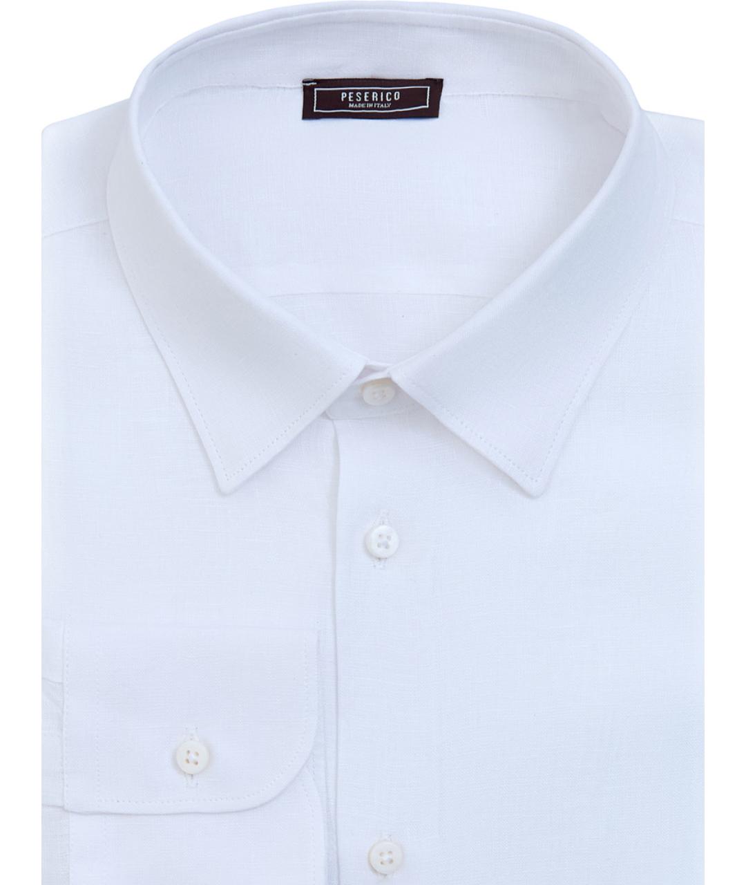 PESERICO Белая льняная классическая рубашка, фото 5