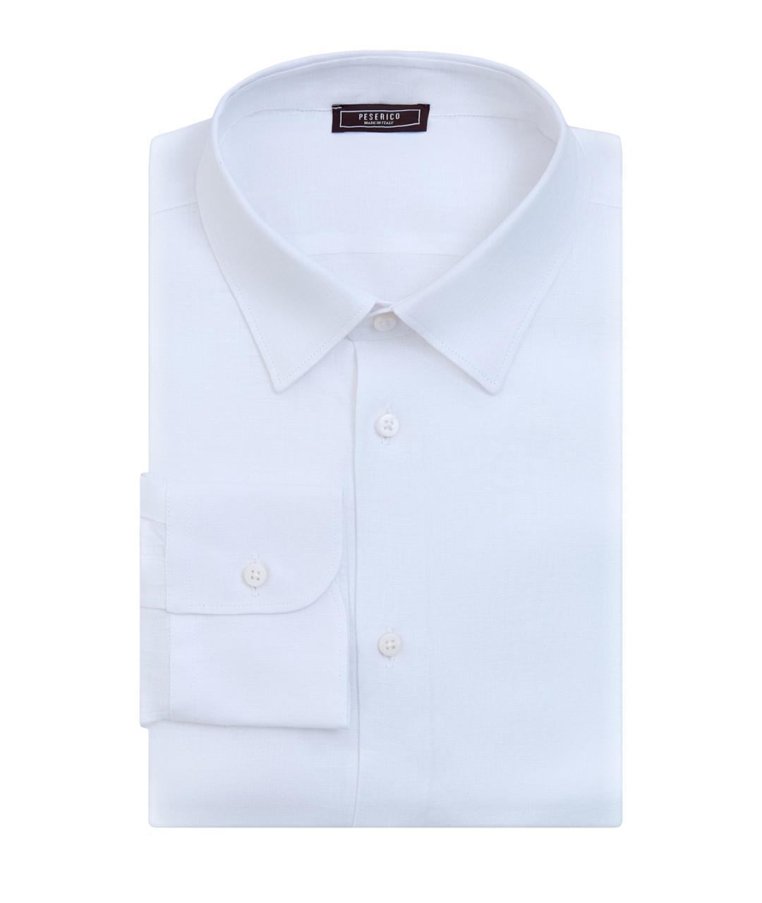 PESERICO Белая льняная классическая рубашка, фото 1