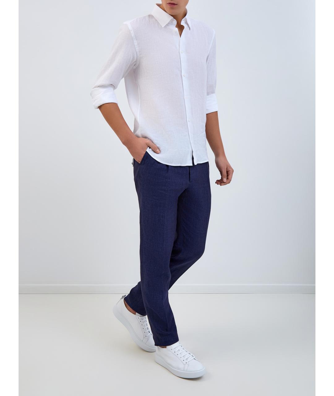 PESERICO Белая льняная классическая рубашка, фото 2