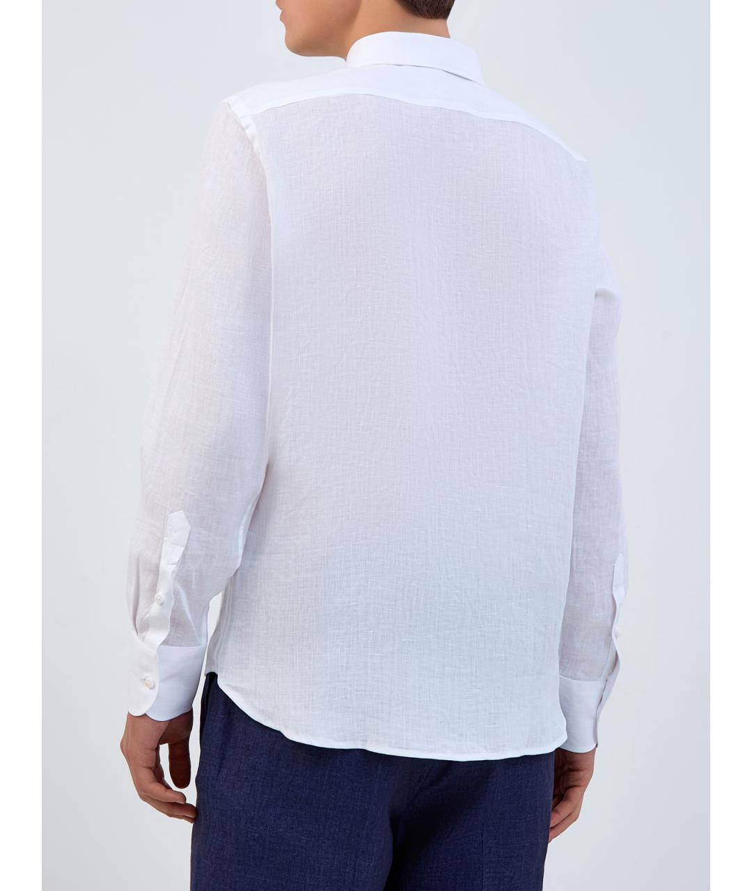 PESERICO Белая льняная классическая рубашка, фото 4