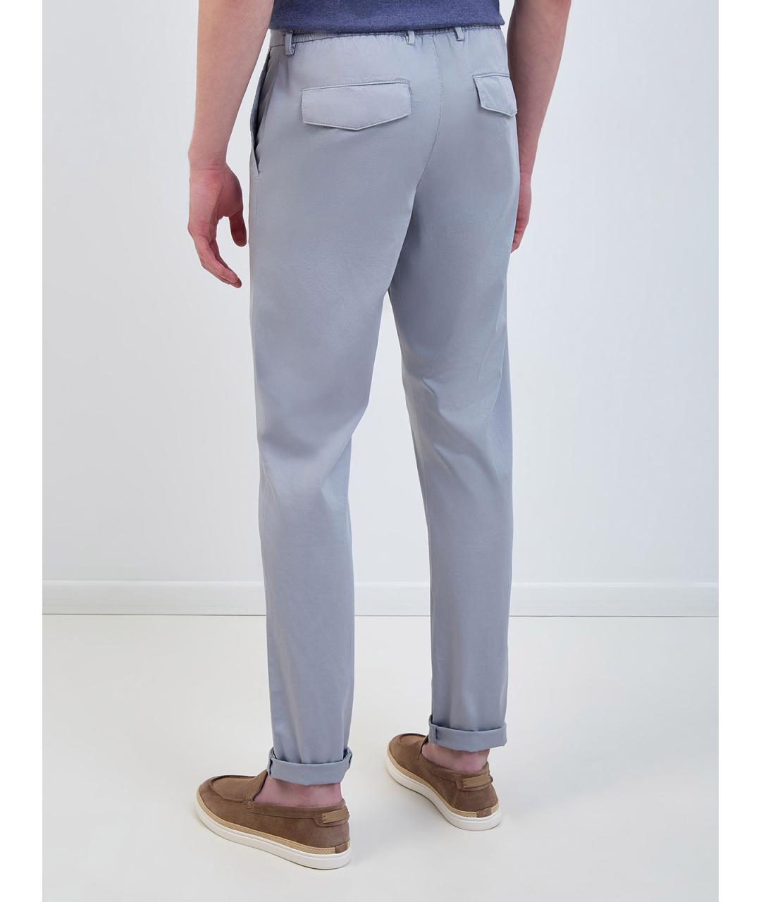 ELEVENTY Голубые хлопковые повседневные брюки, фото 4