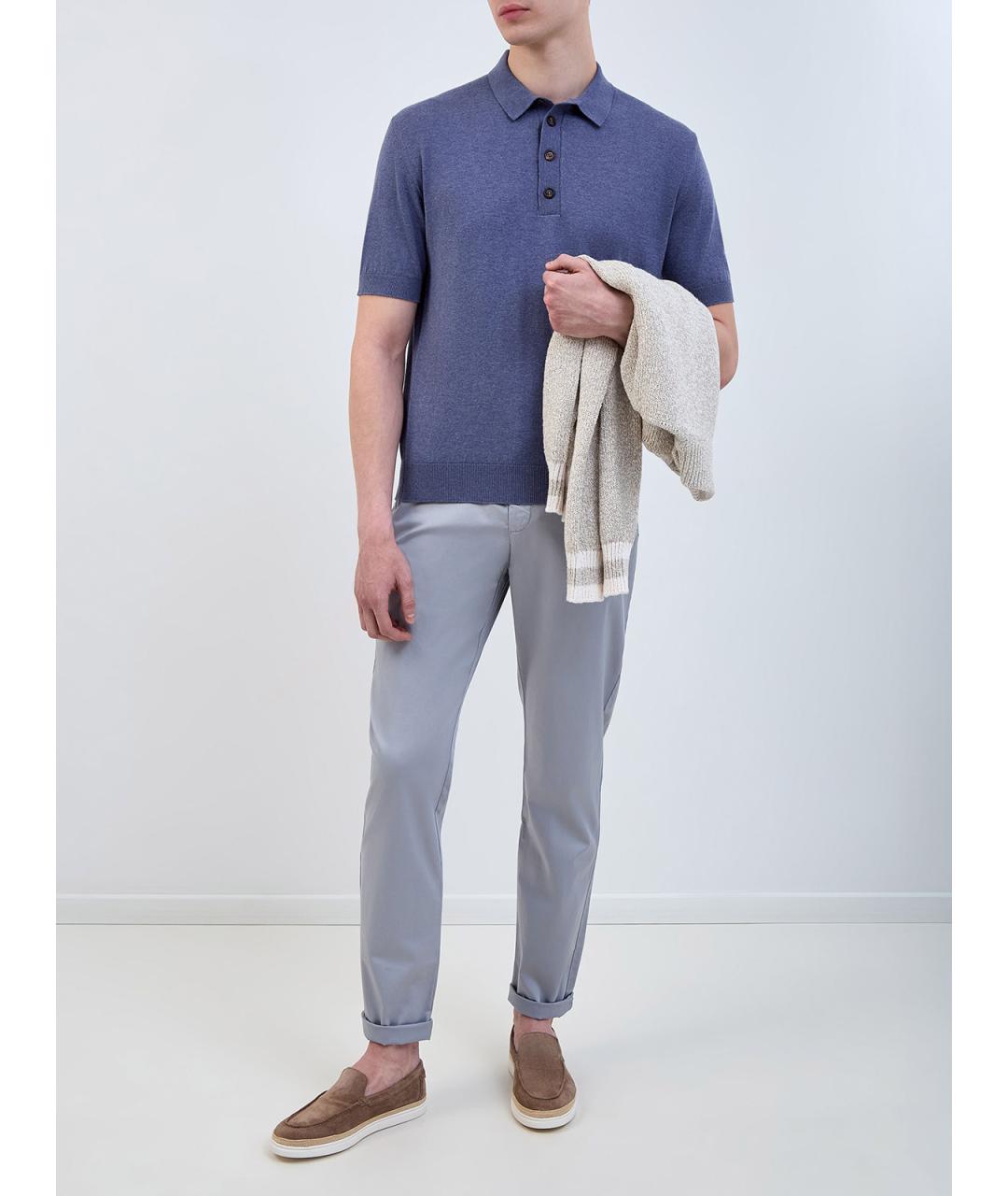 ELEVENTY Голубые хлопковые повседневные брюки, фото 2