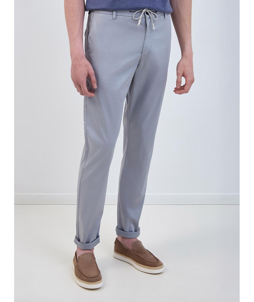 ELEVENTY Голубые хлопковые повседневные брюки, фото 3