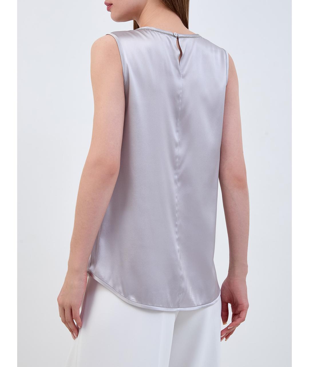 PESERICO Серая шелковая блузы, фото 4