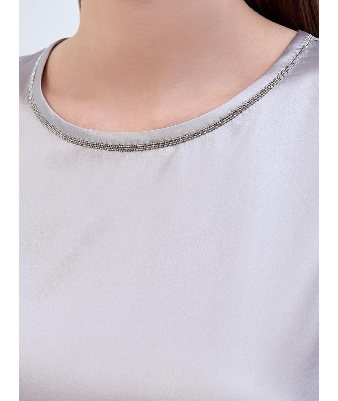 PESERICO Серая шелковая блузы, фото 5