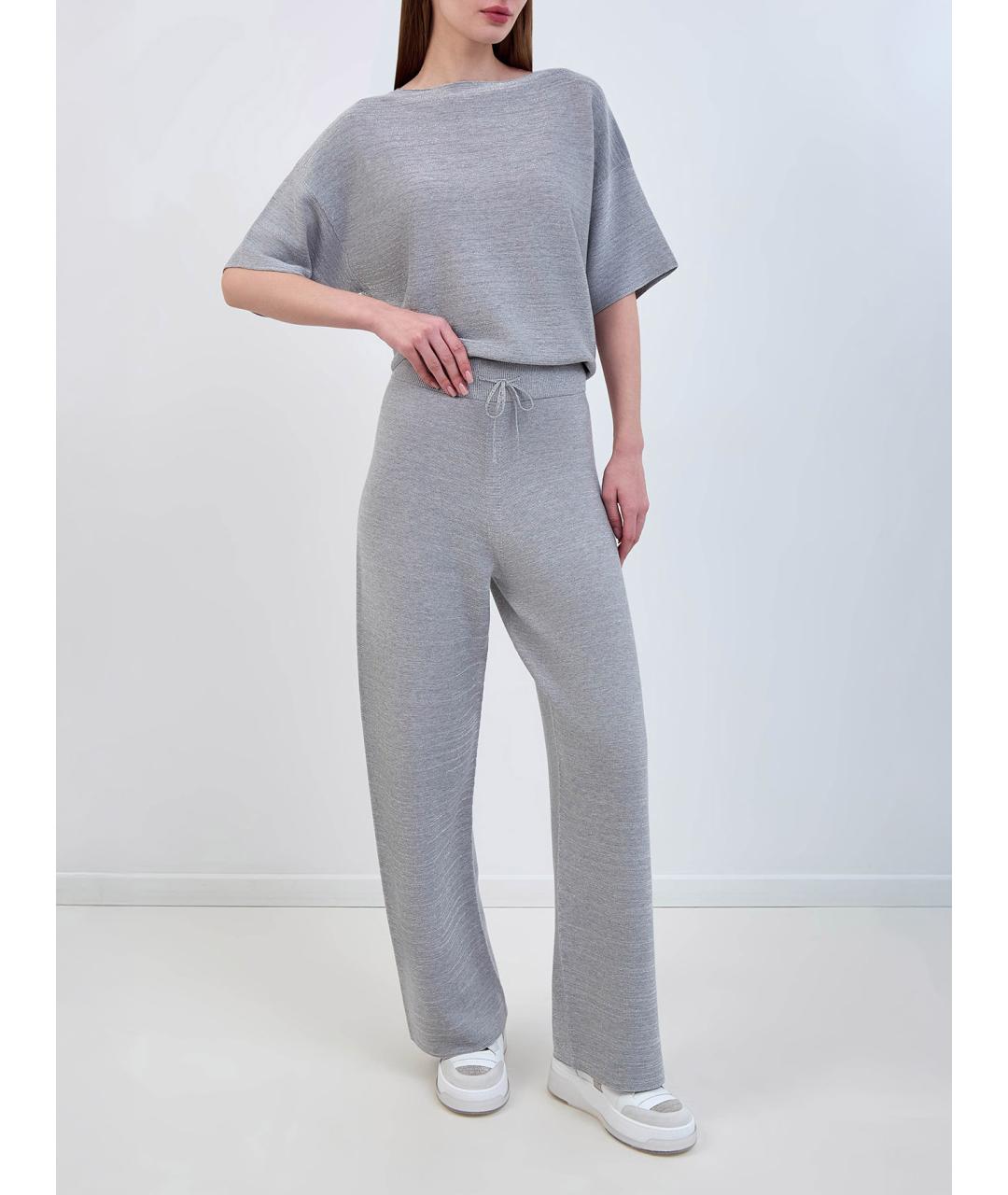 FABIANA FILIPPI Серые хлопковые прямые брюки, фото 2