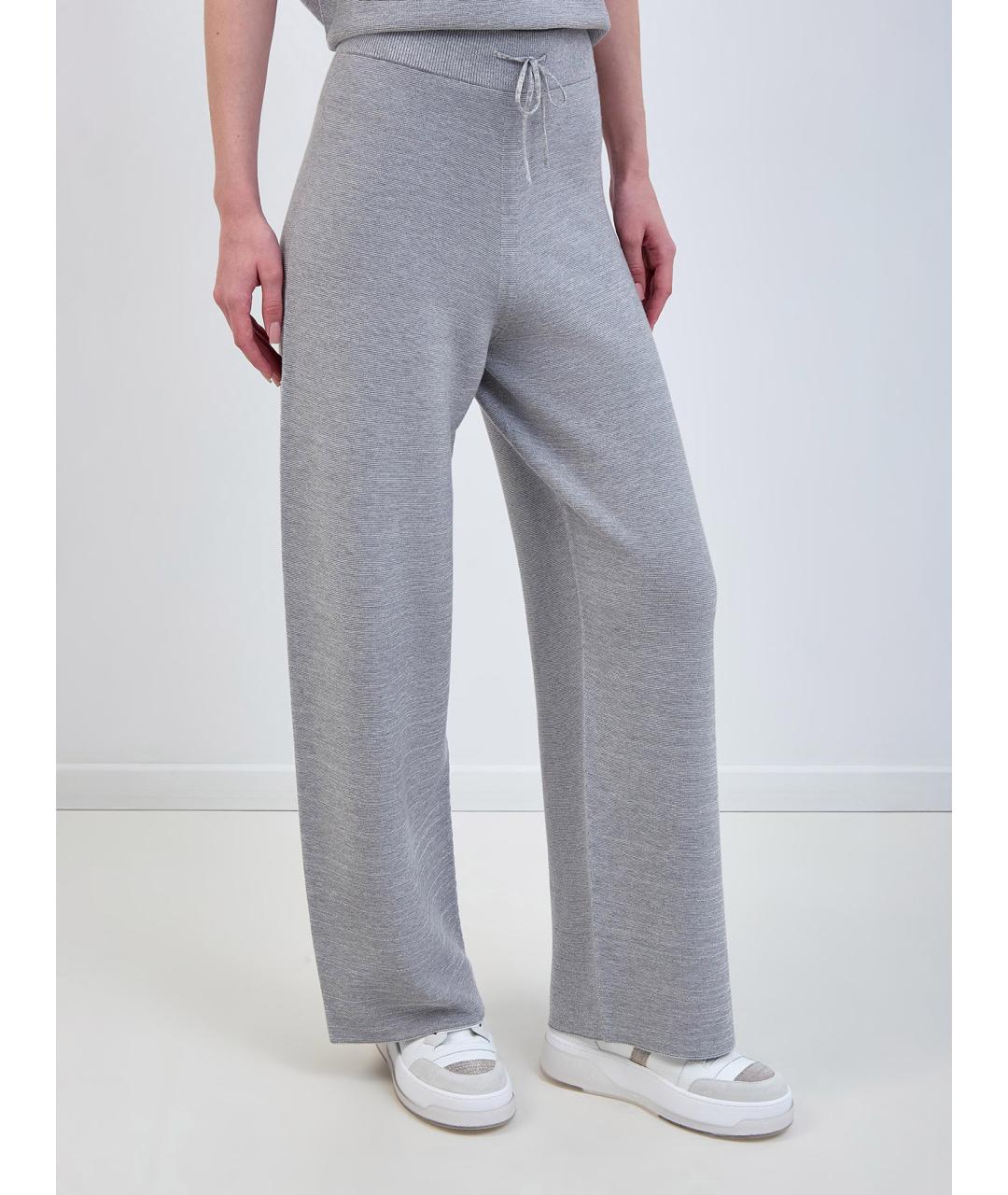 FABIANA FILIPPI Серые хлопковые прямые брюки, фото 3