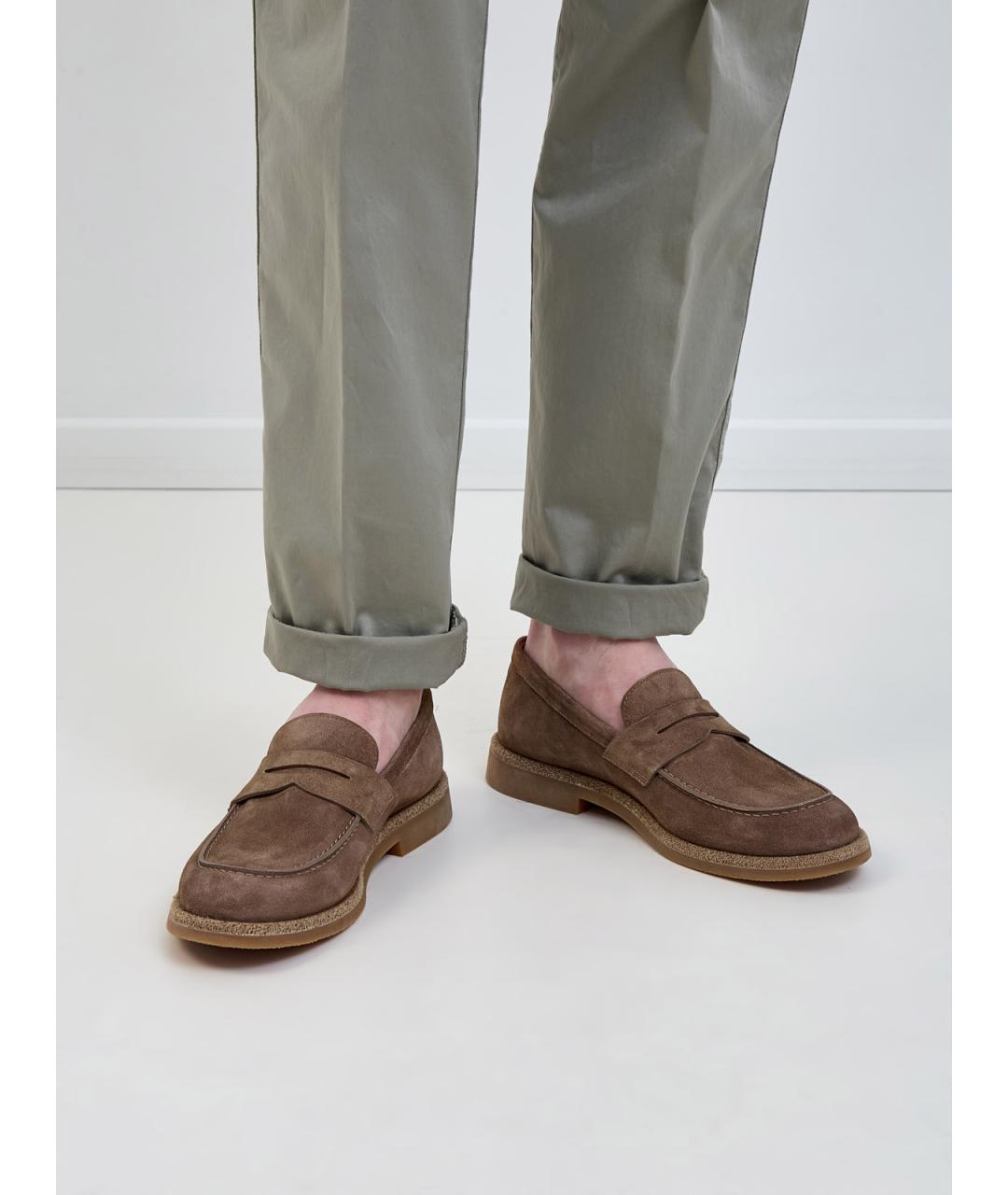 ELEVENTY Коричневые замшевые лоферы, фото 2