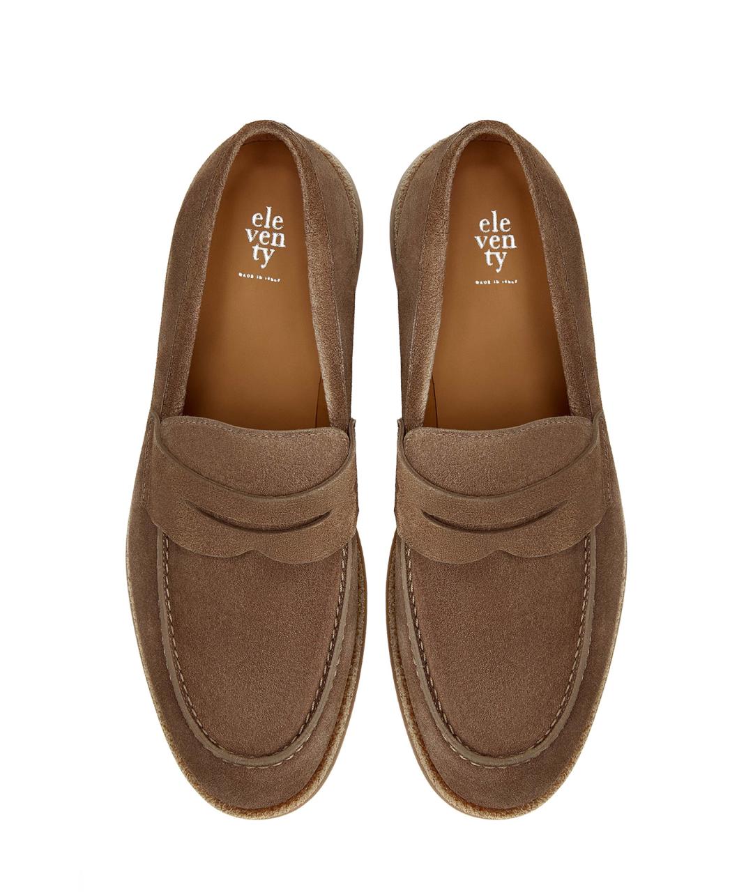 ELEVENTY Коричневые замшевые лоферы, фото 5