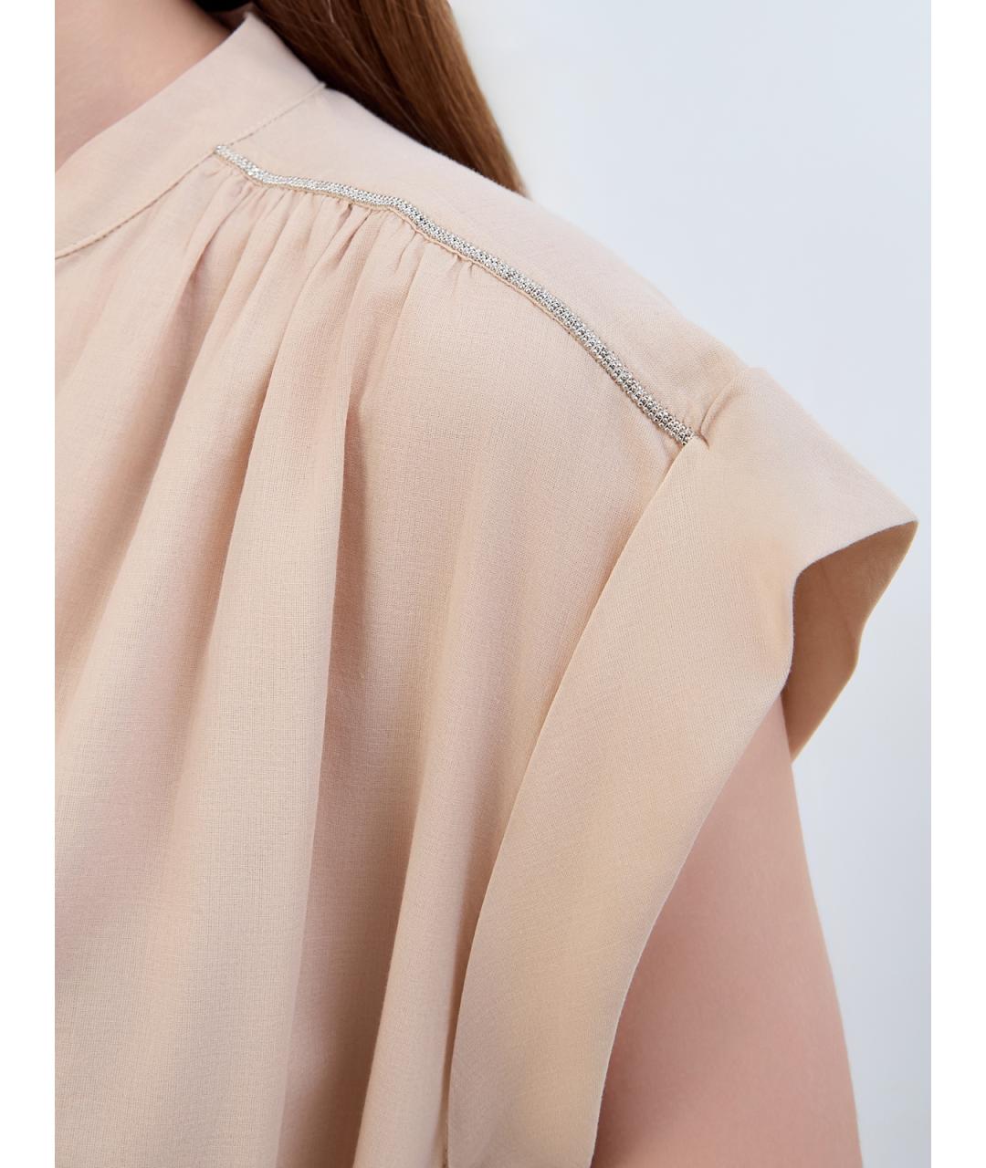 PESERICO Бежевое хлопковое повседневное платье, фото 6