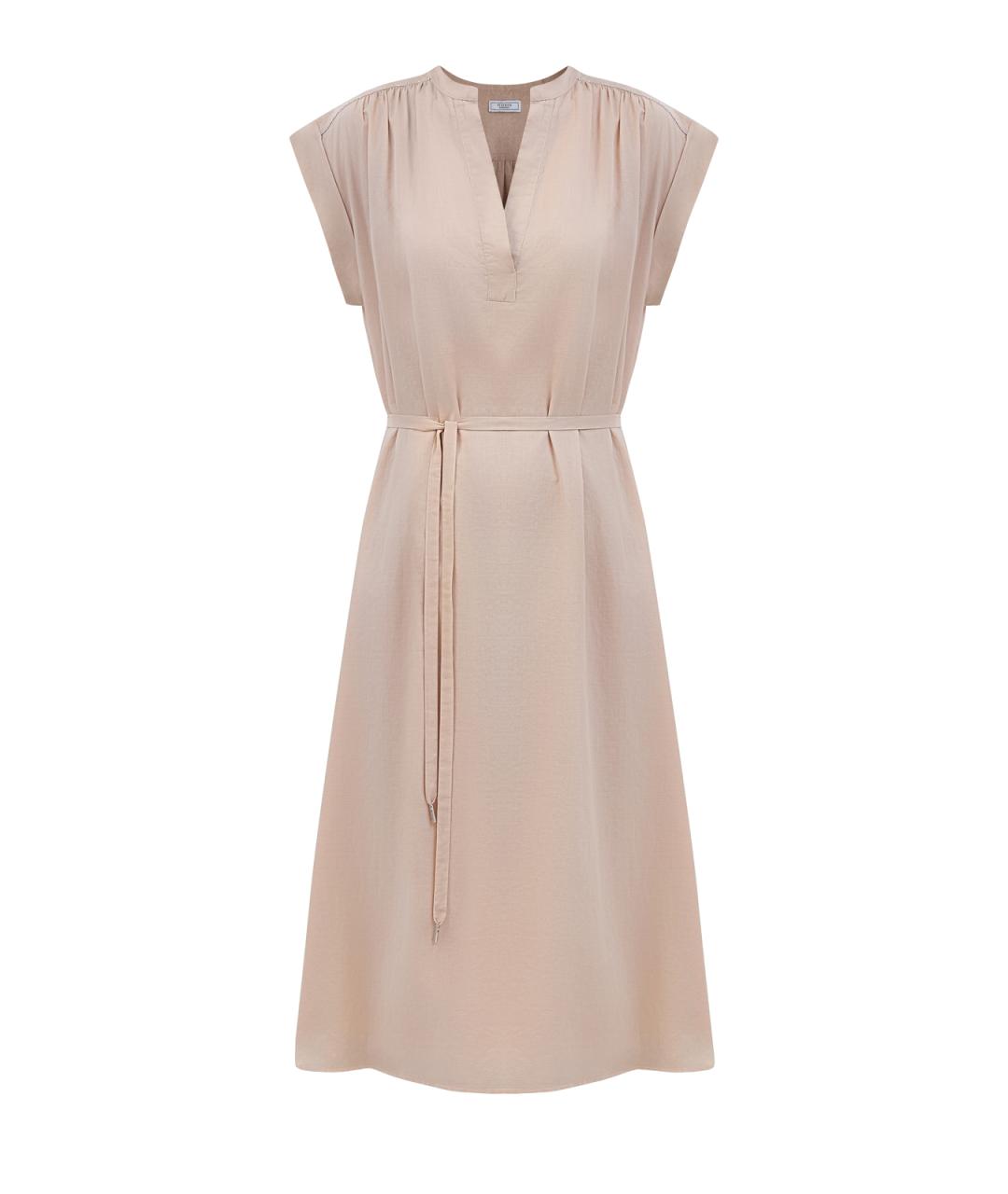 PESERICO Бежевое хлопковое повседневное платье, фото 1