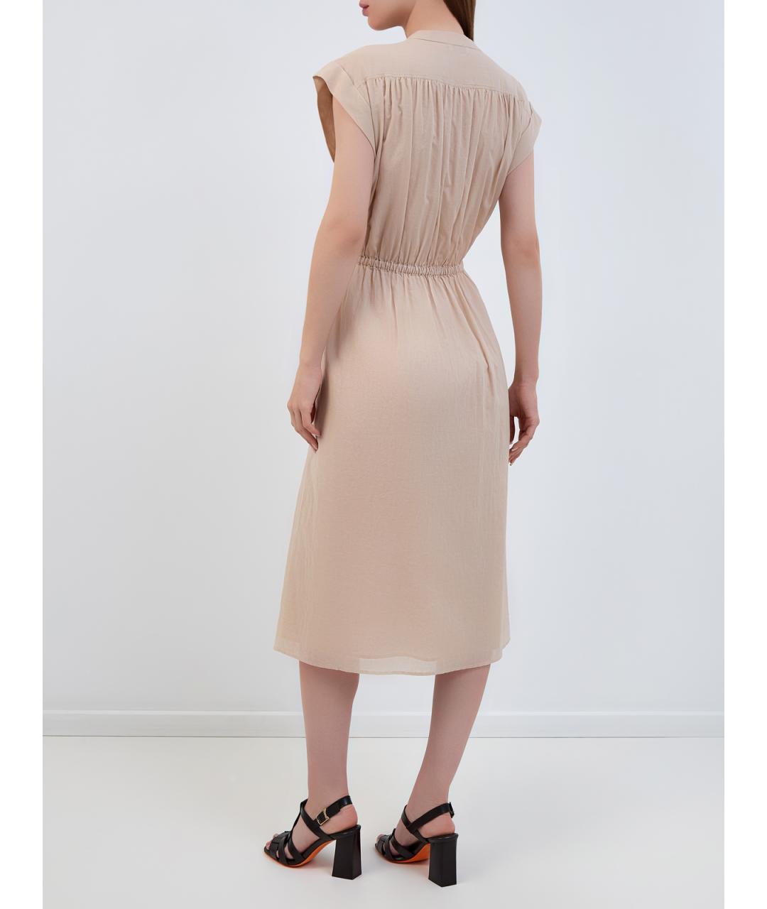 PESERICO Бежевое хлопковое повседневное платье, фото 4