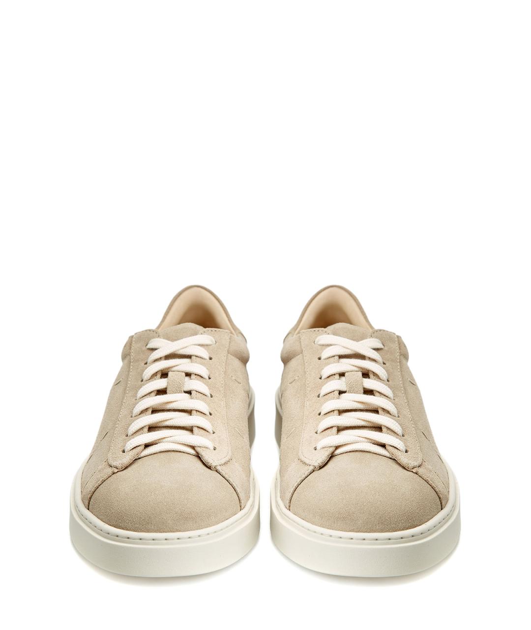 ELEVENTY Бежевые замшевые низкие кроссовки / кеды, фото 5