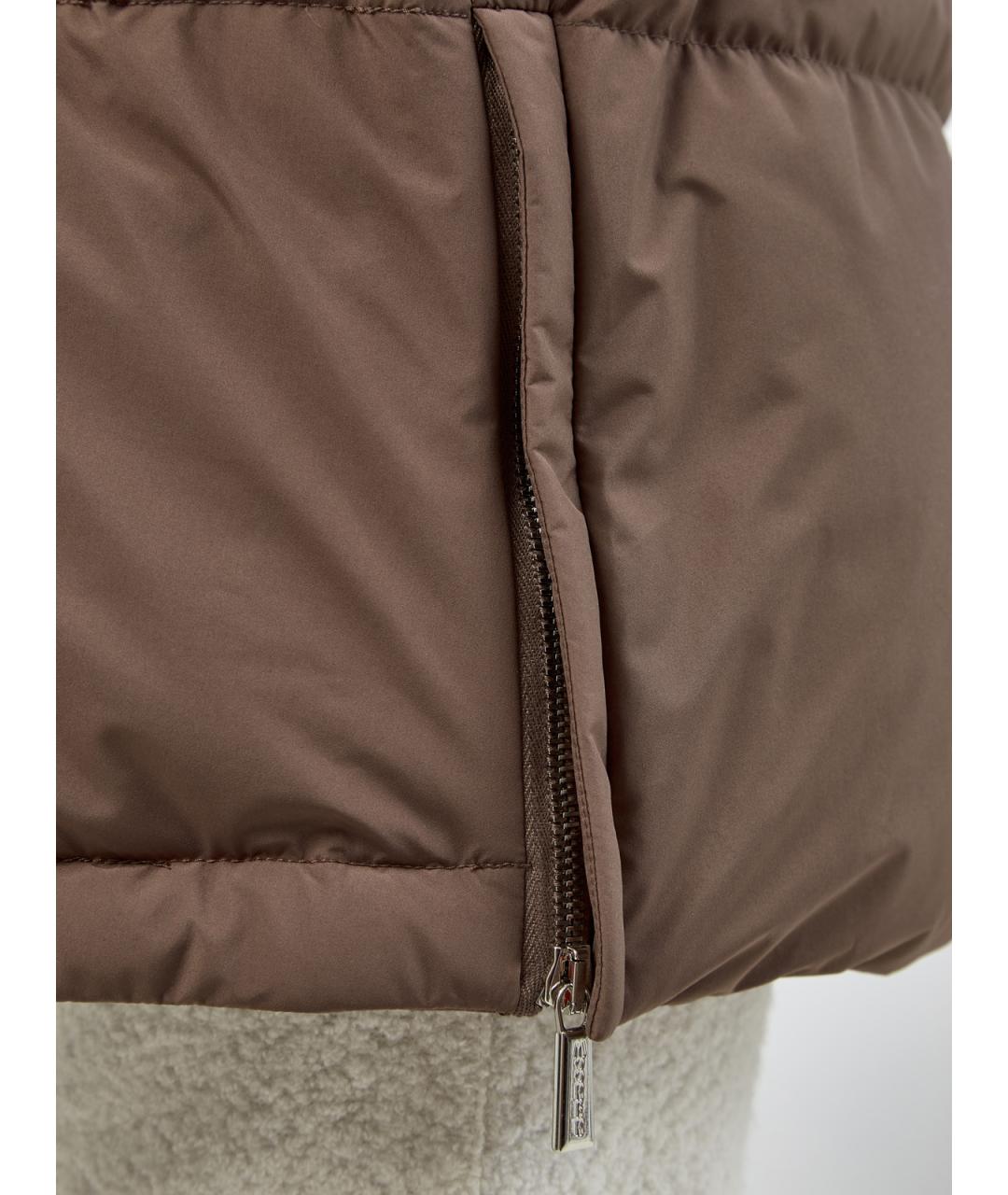 MOORER Коричневый полиэстеровый пуховик, фото 5