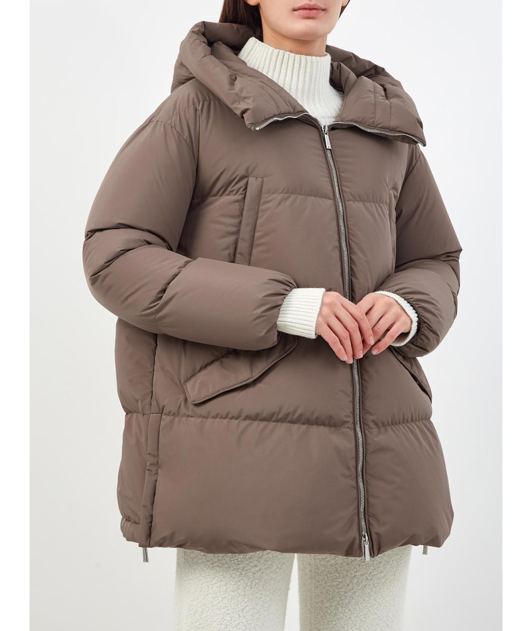 MOORER Коричневый полиэстеровый пуховик, фото 3