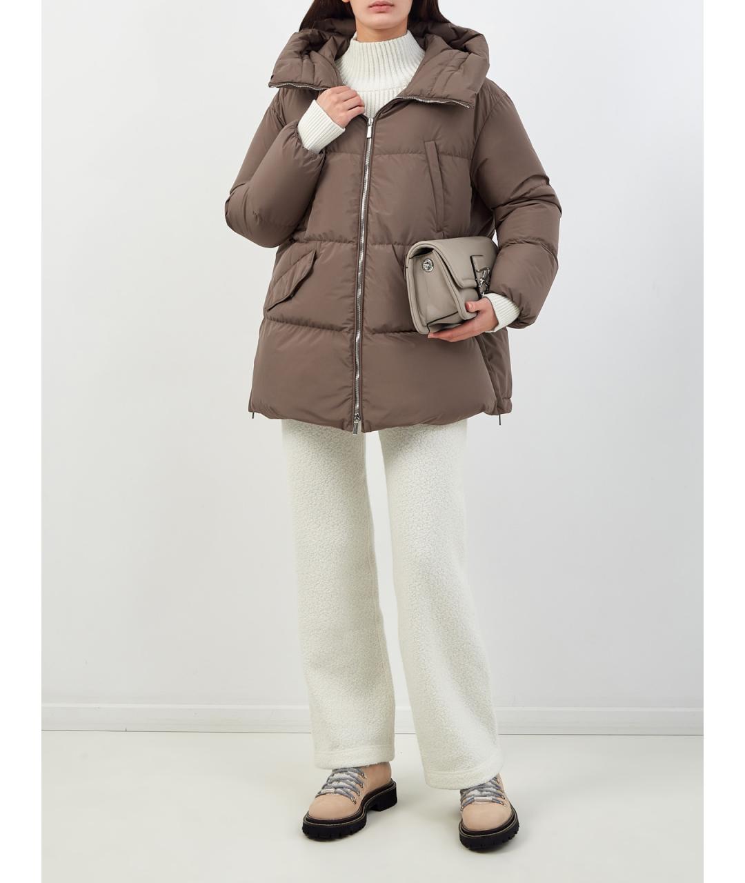 MOORER Коричневый полиэстеровый пуховик, фото 2