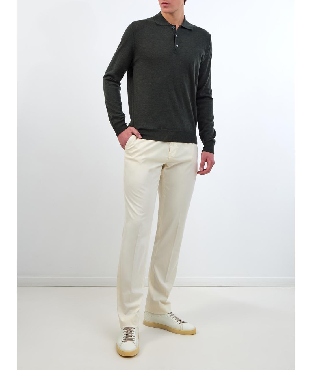 CANALI Бежевые хлопковые повседневные брюки, фото 2