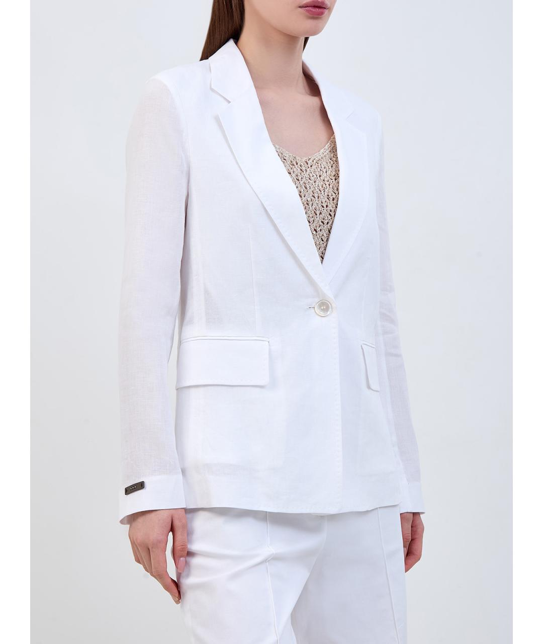 PESERICO Белый льняной жакет/пиджак, фото 3