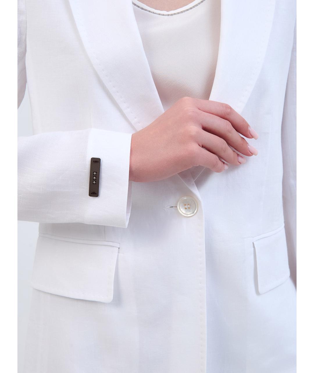 PESERICO Белый льняной жакет/пиджак, фото 5