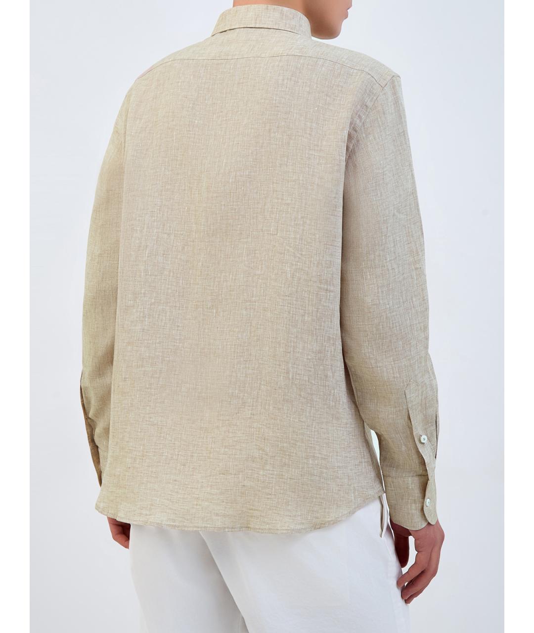 PESERICO Бежевая льняная кэжуал рубашка, фото 4