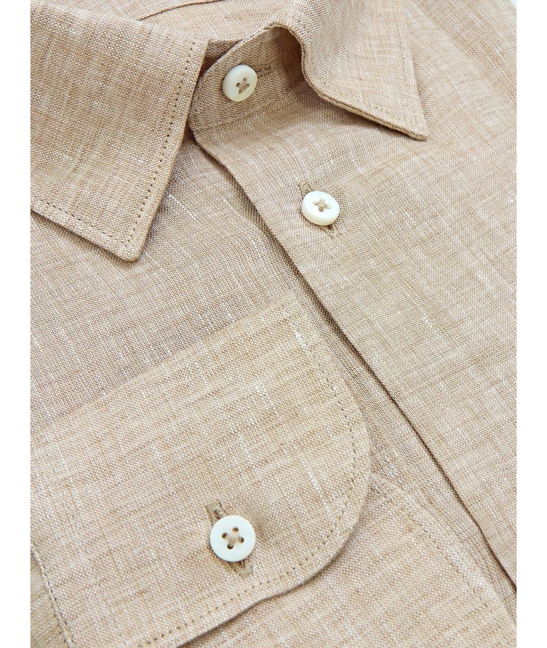 PESERICO Бежевая льняная кэжуал рубашка, фото 6