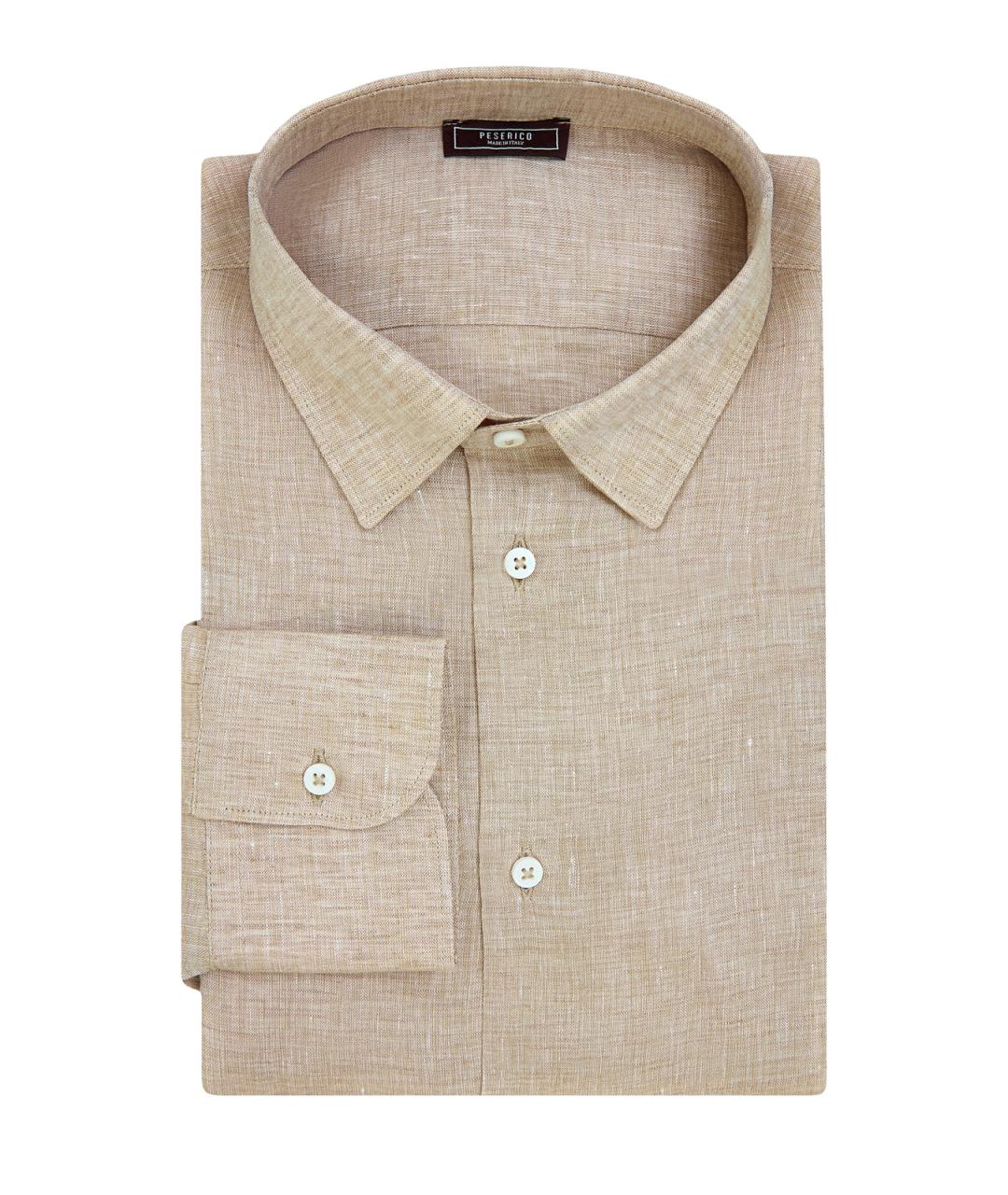PESERICO Бежевая льняная кэжуал рубашка, фото 1