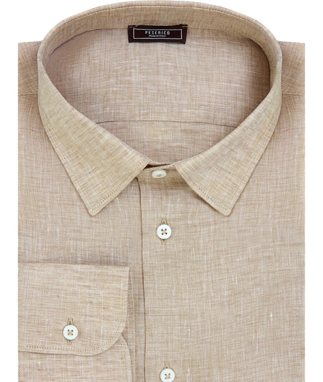 PESERICO Бежевая льняная кэжуал рубашка, фото 5